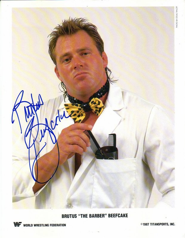 1987 Brutus The Barber Beefcake Autographed Wrestling Figure - Signed Collectible for WWE Fans, Vintage Wrestling Memorabilia for Display & Gifts