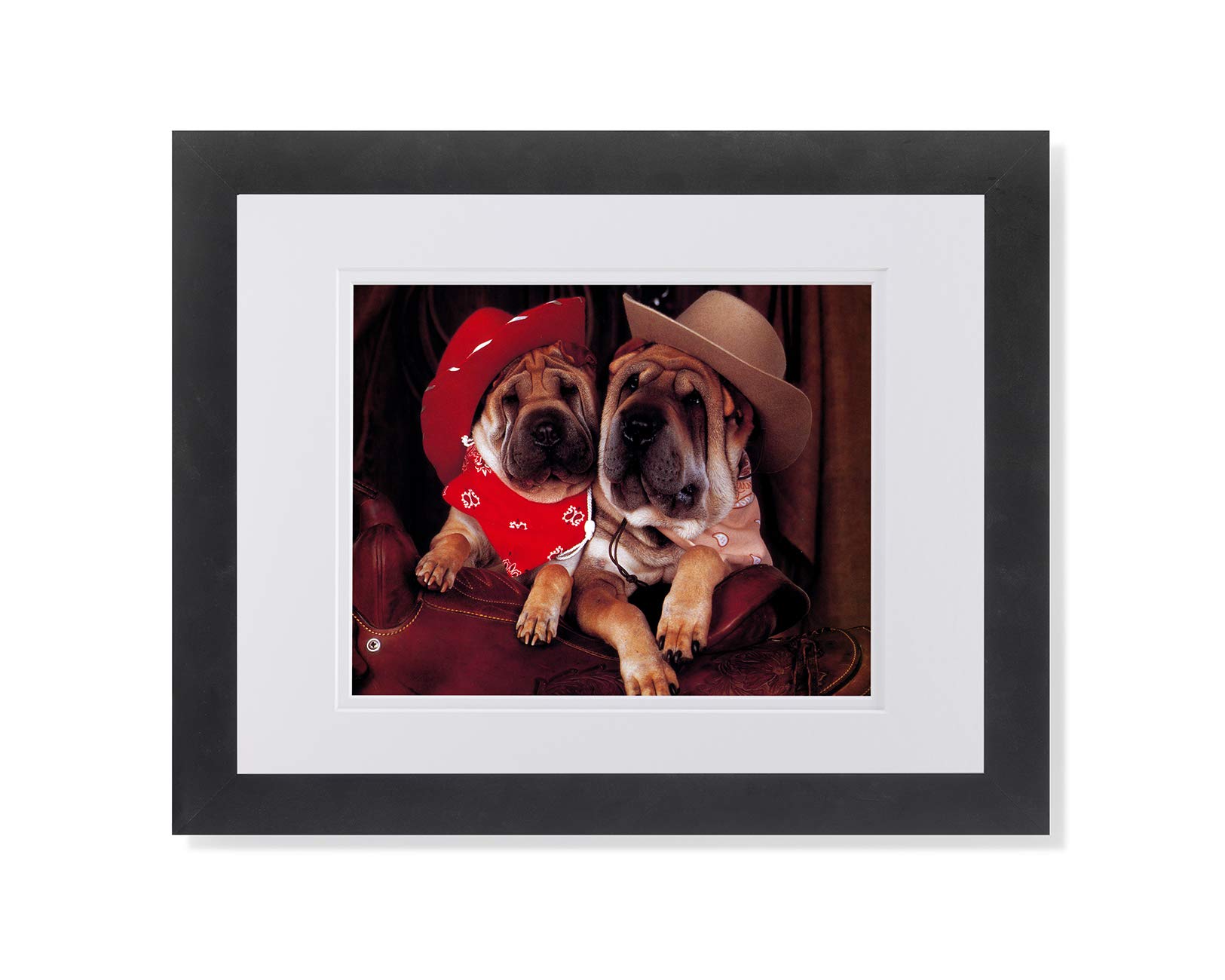 Shar Pei Puppy Cowboy Hat & Saddle Framed Wall Art Print - Perfect for Western Home Decor, Pet Lover Gifts & Country Style Living Rooms