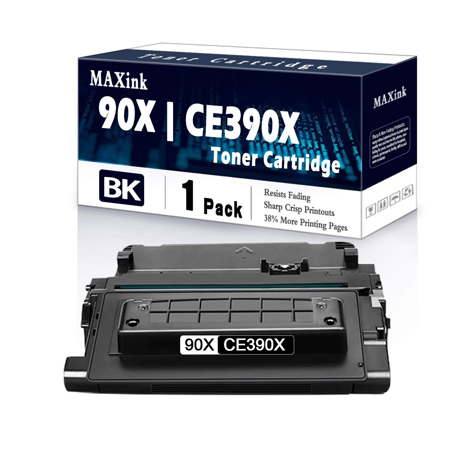 1 Pack Black 90X CE390X Toner Cartridge Replacement for HP LaserJet Enterprise 600 M601n M601dn M602n M602dn M602x M603n M603dn M603xh M4555h M4555f M4555fskm Printers | High-Yield Compatible Ink Cartridge | Office & Home Printing Solution