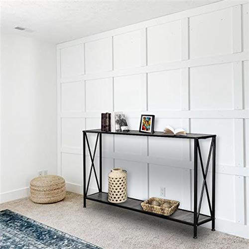 Modern 2-Tier X-Design Console Table with Storage Shelf - Sofa Side Table, Bookshelf & Entryway Accent Table for Living Room, Hallway - Artisasset Grey MDF | Perfect for Small Spaces, Home Decor & Organizing Entryways