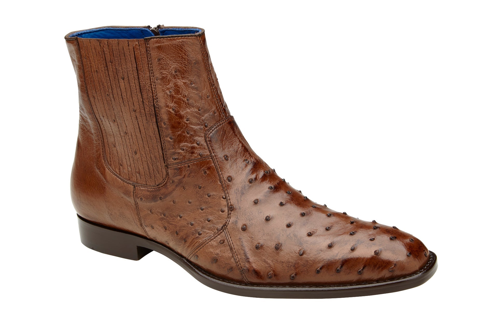 Belvedere Roger Genuine Ostrich Quill Chelsea Boots - Antique Brown Size R55 | Premium Leather Ankle Boots for Men | Perfect for Formal Events & Winter Fashion