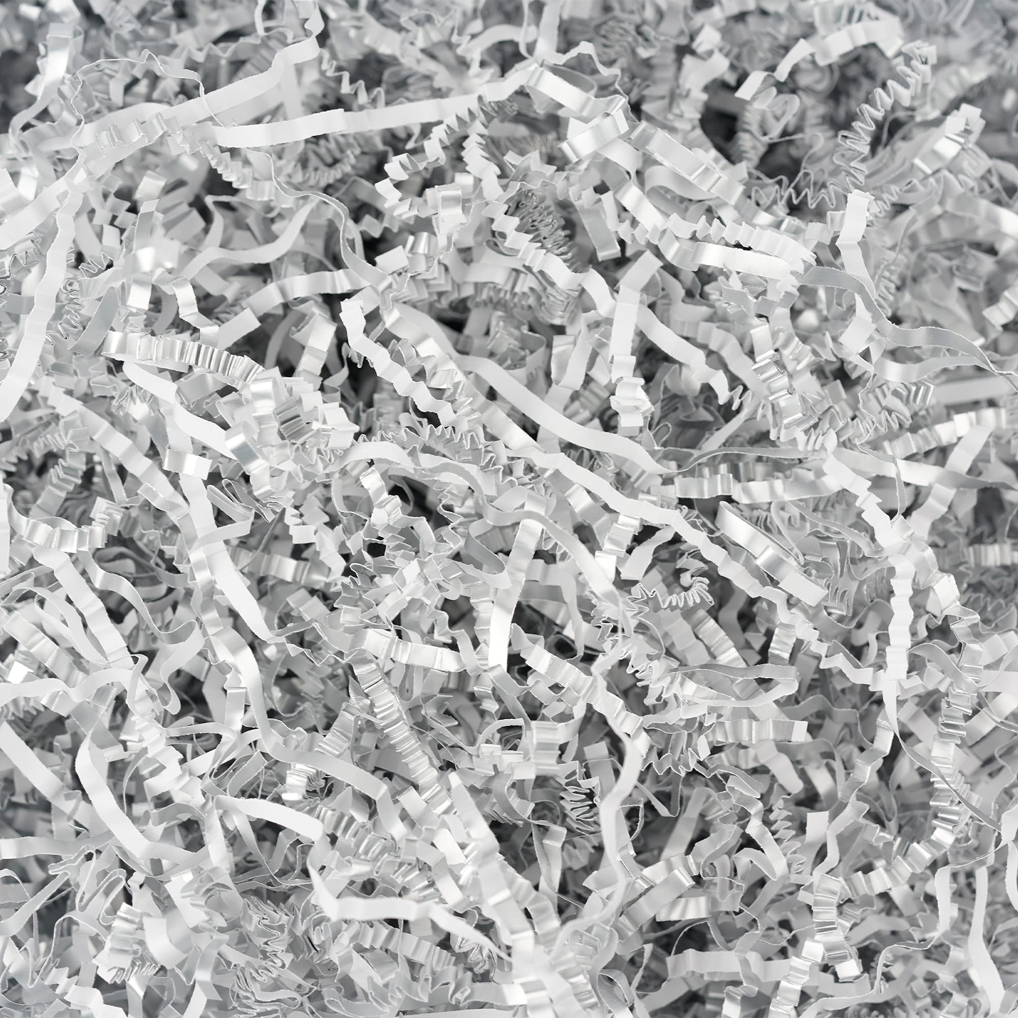 1LB Silver White Crinkle Cut Paper Shreds - Packing Filler, Gift Wrap, Basket Stuffing - Perfect for Party Decor, Wedding Confetti, and DIY Craft Projects