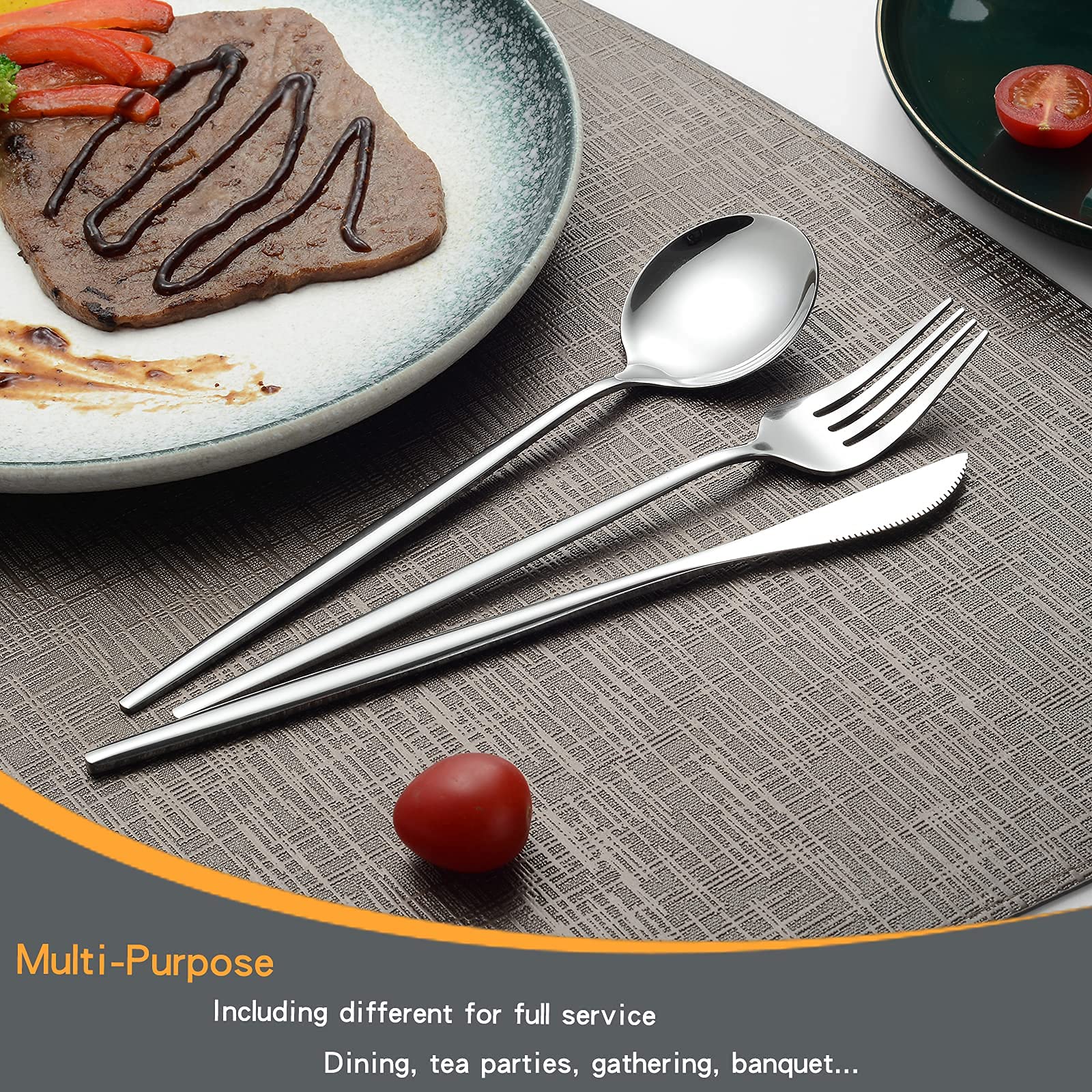 20-Piece Stainless Steel Flatware Set for 4 - Modern Mirror Finish Silverware with Long Forks, Spoons & Knives - Dishwasher Safe Cutlery Set for Home, Restaurant & Dinner Parties - Elegant Tableware by LaienLife