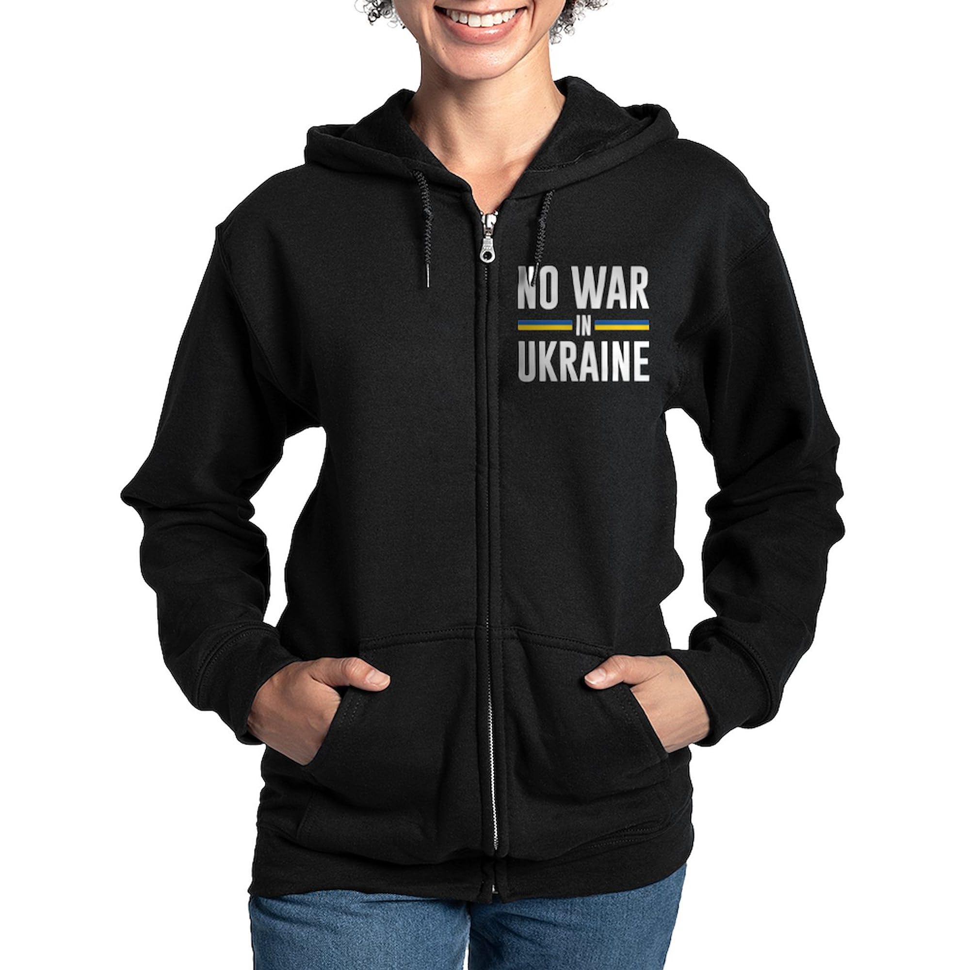 No War In Ukraine Women's Zip Up Hoodie - Soft Fleece Pullover Sweatshirt for Casual Wear, Protest Support & Everyday Comfort