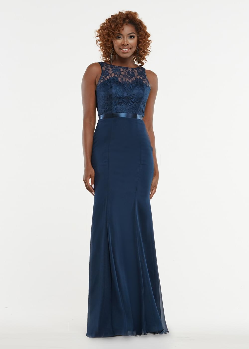 Elegant 80044 Chiffon A-Line Bridesmaid Dress with Lace Illusion Bodice - Perfect for Weddings, Formal Events & Special Occasions