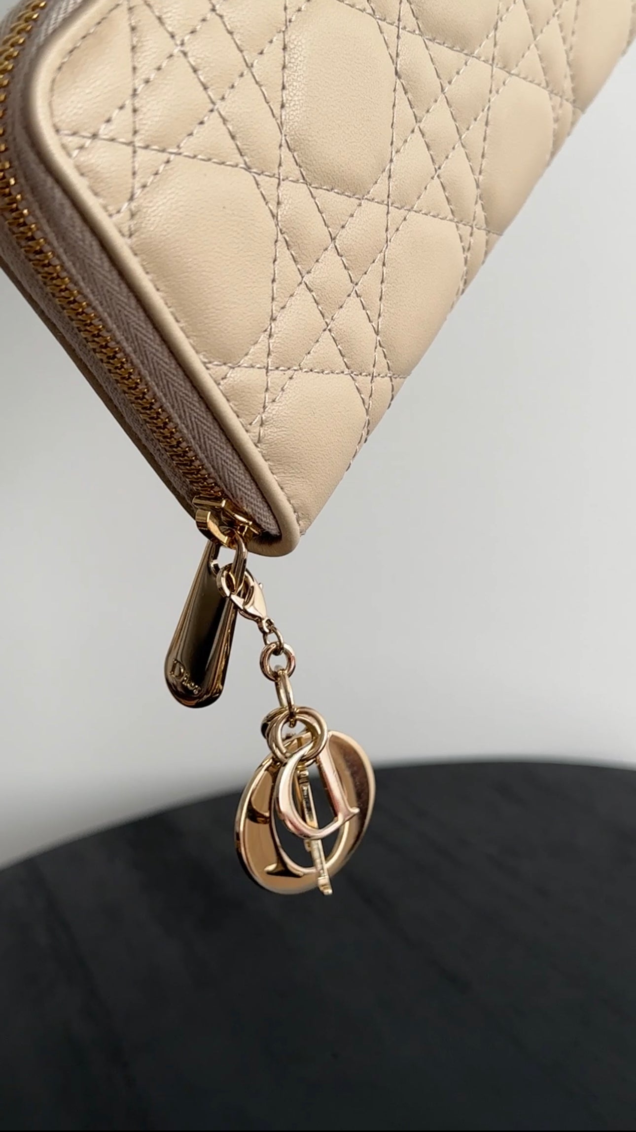 Christian Dior Lady Dior Light Beige Cannage Lambskin Voyageur Wallet - Luxury Designer Wristlet for Women | Perfect for Travel, Parties & Everyday Use