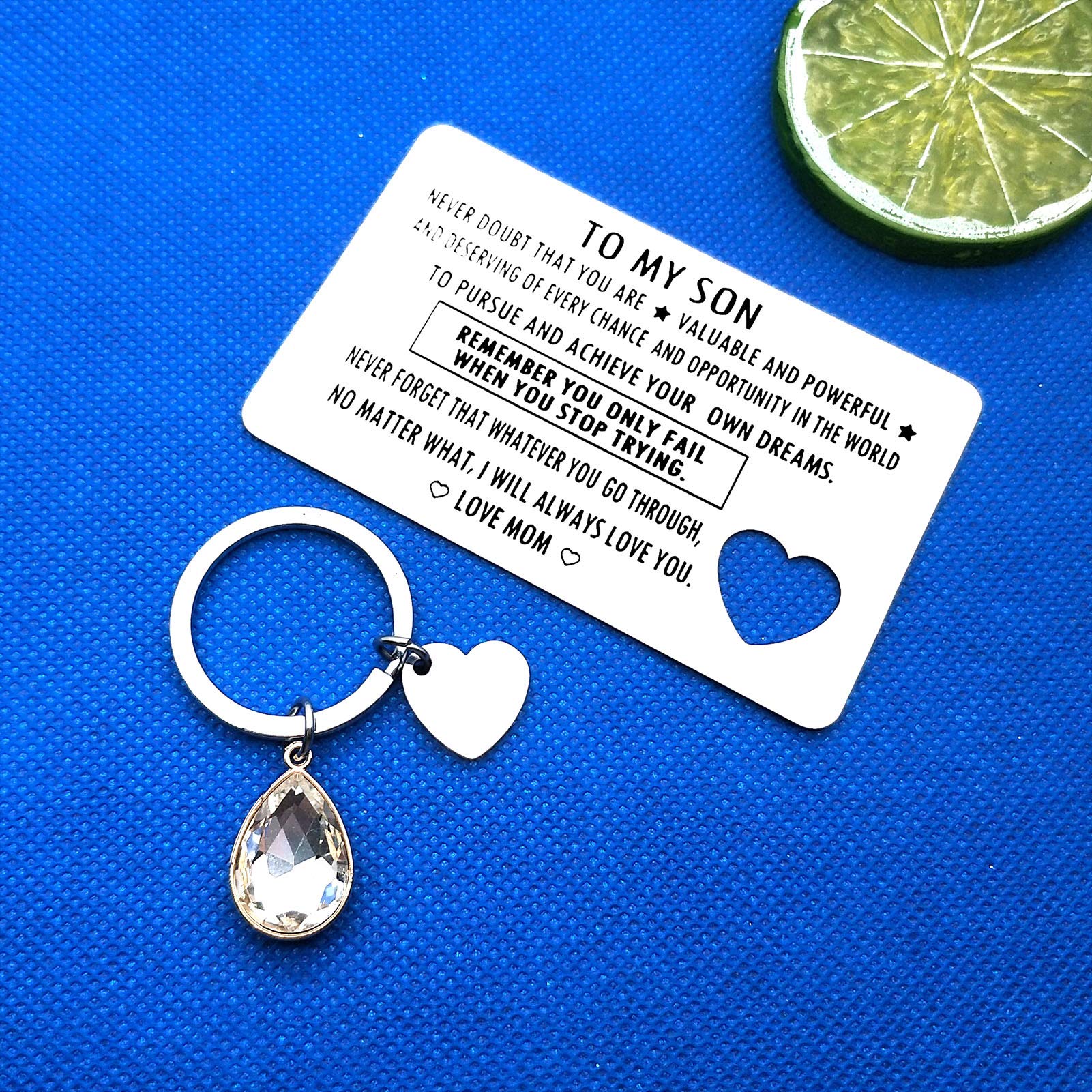 Personalized Engraved Stainless Steel Wallet Card for Son - Inspirational Gift from Mom | Birthday, Graduation, Christmas & Deployment Gift Idea | Perfect for Daily Reminders & Special Occasions