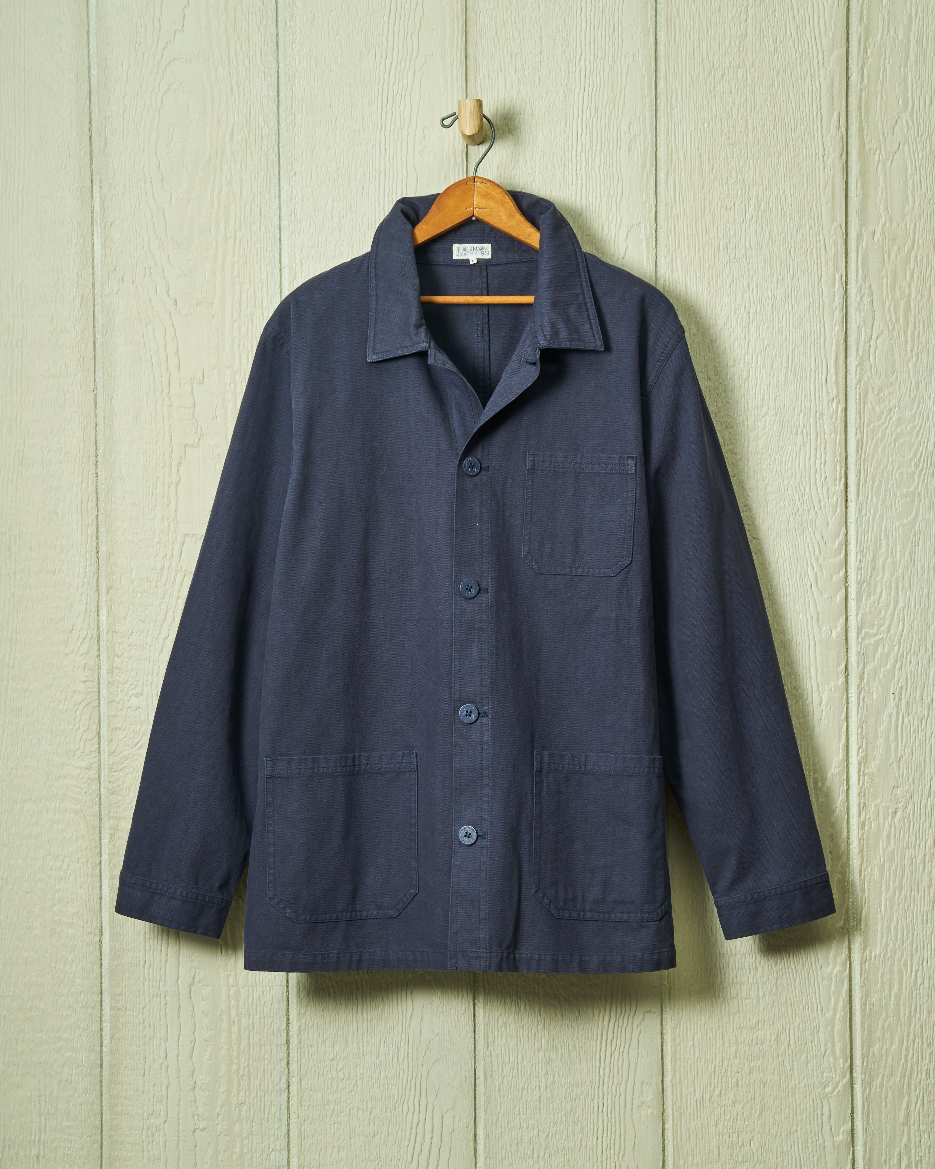 French Workman’s Jacket - Navy Herringbone Tweed Coat | Durable Vintage-Inspired Workwear for Men | Perfect for Outdoor Work, Casual Wear & Fall Layering