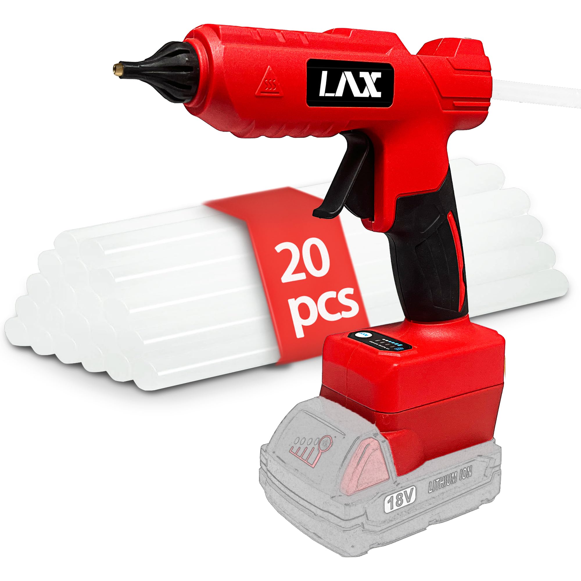 Milwaukee M18 Cordless Glue Gun - 100W Fast Heating Hot Glue Gun with 20 Glue Sticks for DIY Crafts, Home Repairs, Woodworking & Quick Fixes | Compatible with M18 Battery (Battery Not Included)