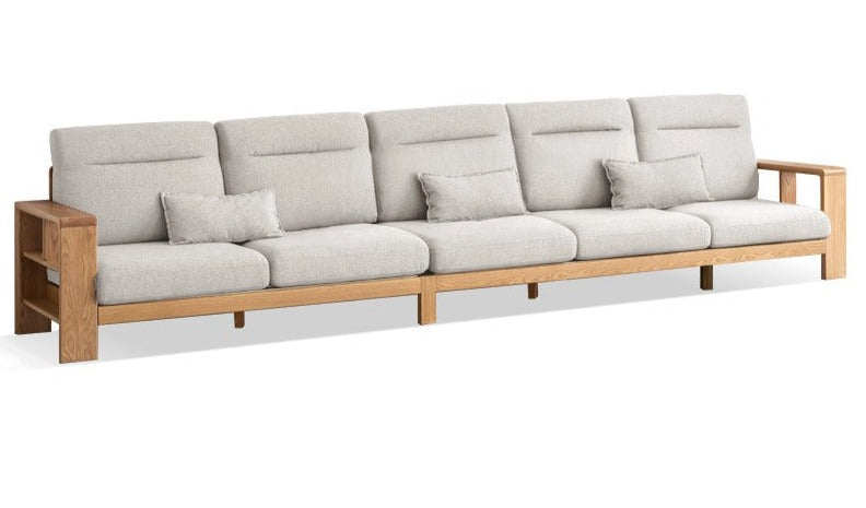 Premium Oak Solid Wood Sectional Sofa Set - Modern L-Shaped Couch with Storage for Living Room, Lounge & Family Room - Durable Hardwood Furniture for Home Decor