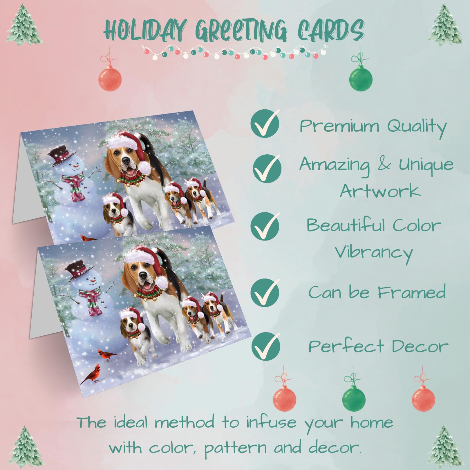 Christmas Dog Greeting Cards for Beagle Lovers - 10 Adorable Pet Invitation Cards with Envelopes - Festive Holiday Cards for Family, Friends & Pet Owners - Perfect for Christmas Gifts, Pet Birthday Parties & Holiday Mailings