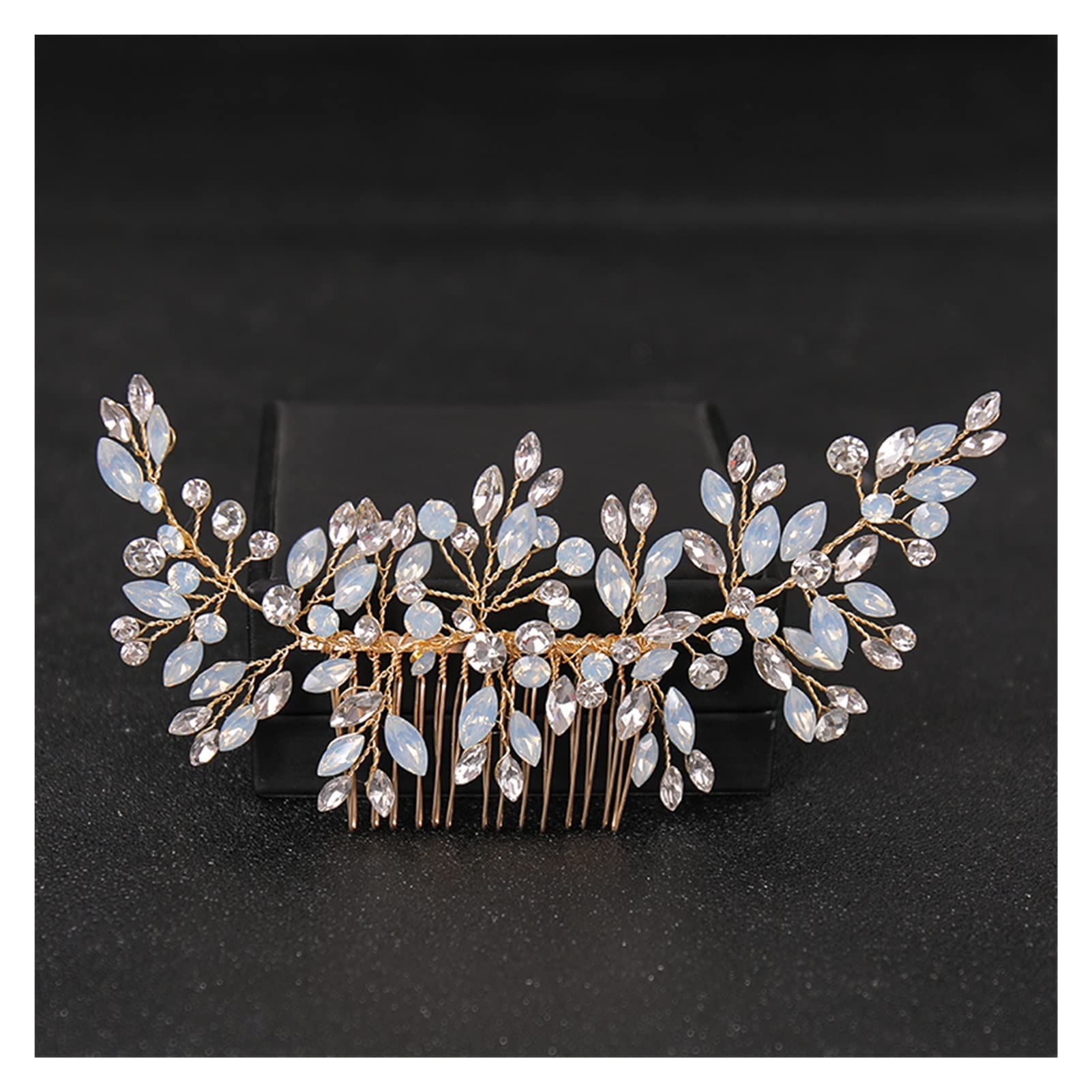 Elegant Silver Pearl Rhinestone Wedding Hair Comb - Bridal Hair Accessories for Women, Bride Hair Jewelry, Flower Party Hairpin Gift (Light Yellow) - Perfect for Weddings, Prom, Parties & Special Occasions