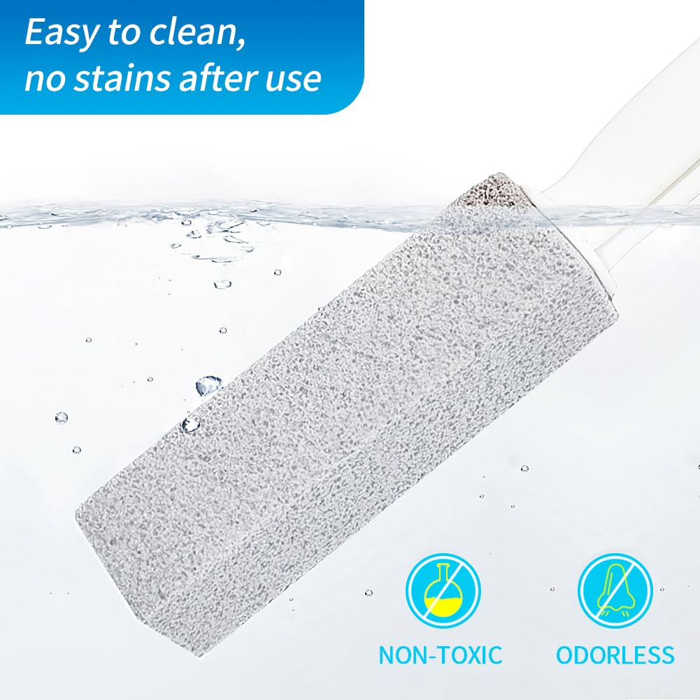 4 Pack Pumice Stone for Toilet Bowl Cleaning - Heavy Duty Pumice Stick with Ergonomic Handle - Removes Limescale, Hard Water Rings, Calcium Buildup, Iron & Rust Stains - Bathroom Tile & Bathtub Cleaner - Perfect for Deep Cleaning and Stain Removal in Toilets, Sinks & Showers