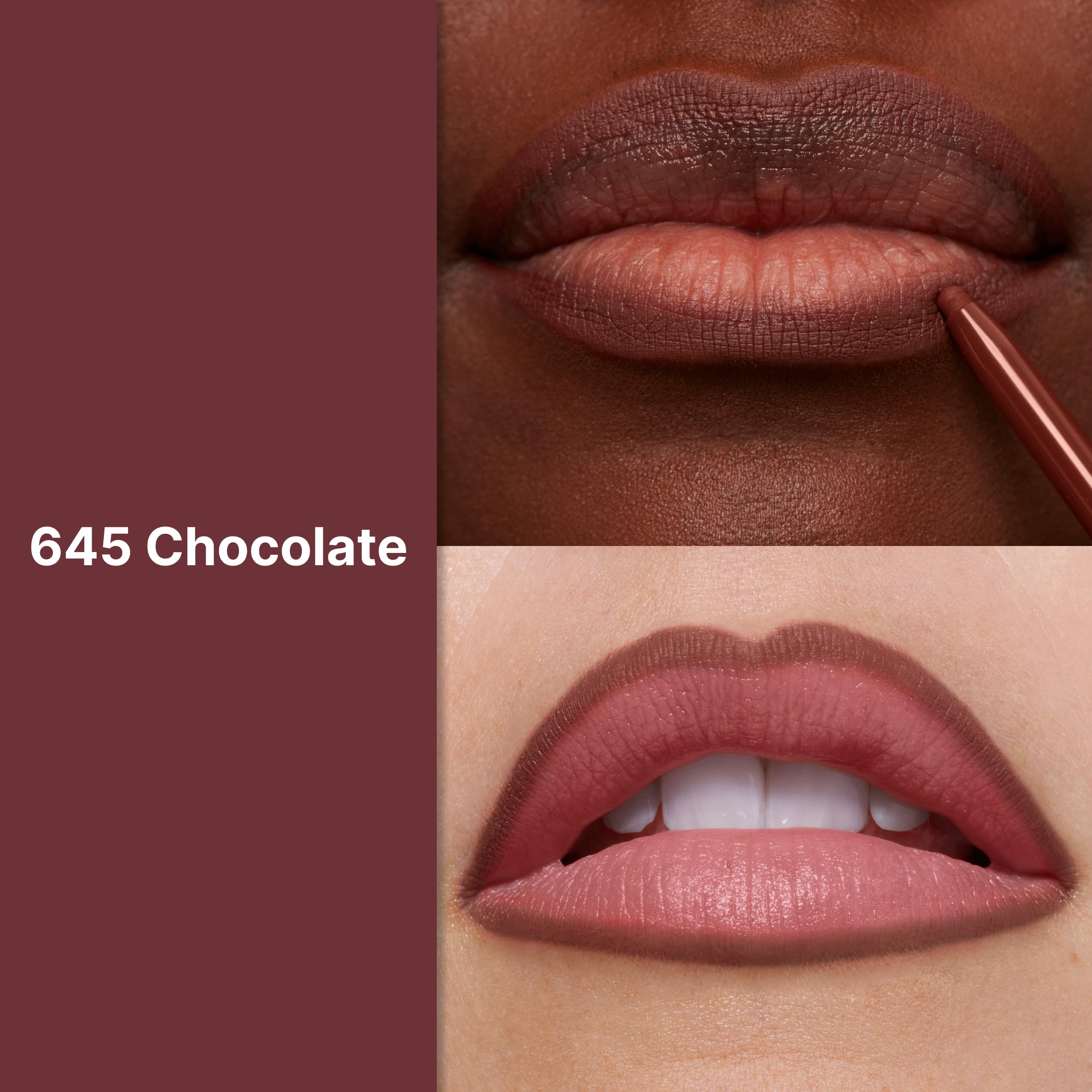 REVLON ColorStay Lip Liner with Built-In Sharpener - Longwear Rich Chocolate 645 Lip Pencil for Smooth Application & Shimmery Makeup | Perfect for Everyday Wear, Night Out & Professional Makeup Looks