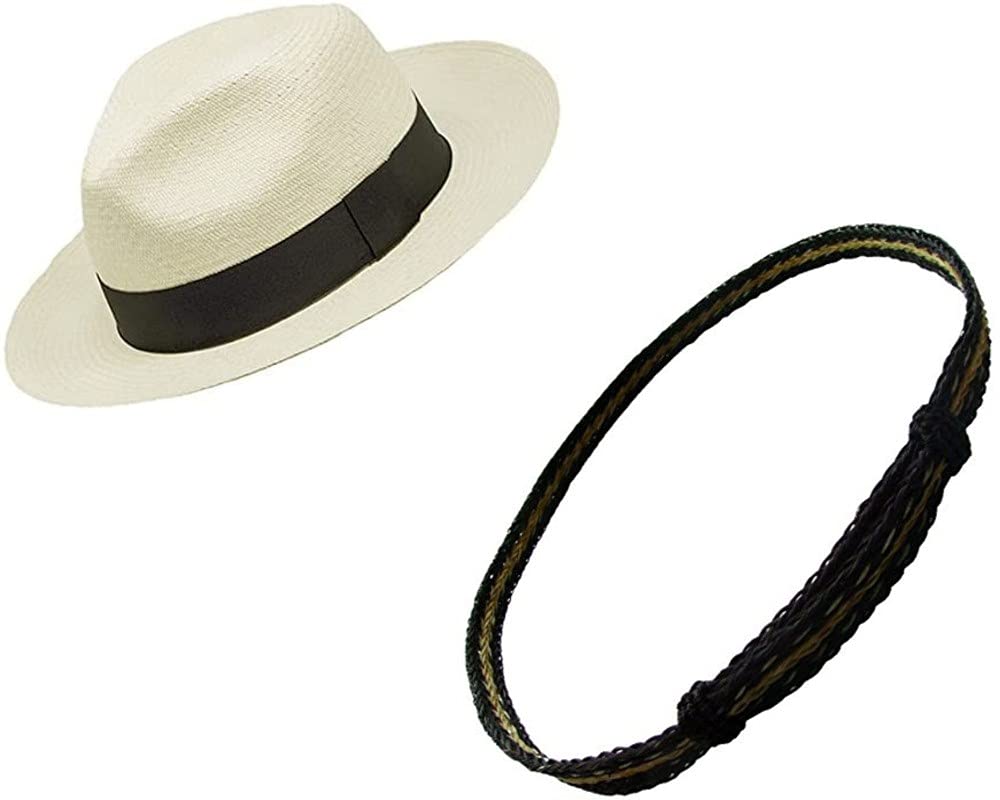 Genuine Natural Panama Hat Fedora for Men & Women - Adjustable Horsehair Hat Band - Classic Summer Sun Hat for Beach, Travel, and Outdoor Activities