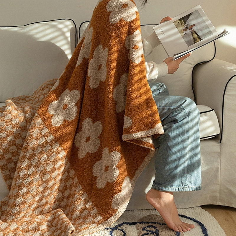 Cozy Daisy Plush Soft Knitted Blanket for Adults & Kids - Ultra Soft Throw Blanket for Bed, Couch, Nursery & Gift Giving