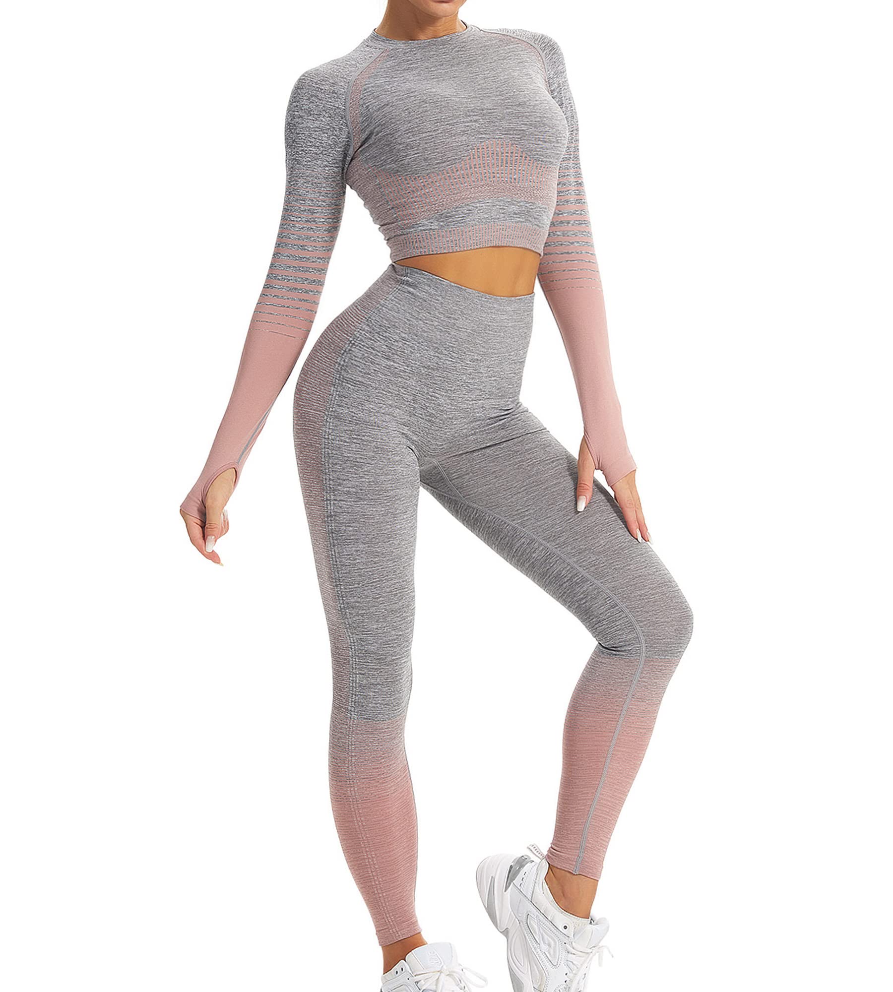 GLAMLINE Women's 2-Piece Seamless Workout Set - High Waist Yoga Leggings & Cropped Sports Top for Running, Gym & Fitness | Perfect for Yoga, Pilates & Active Lifestyle