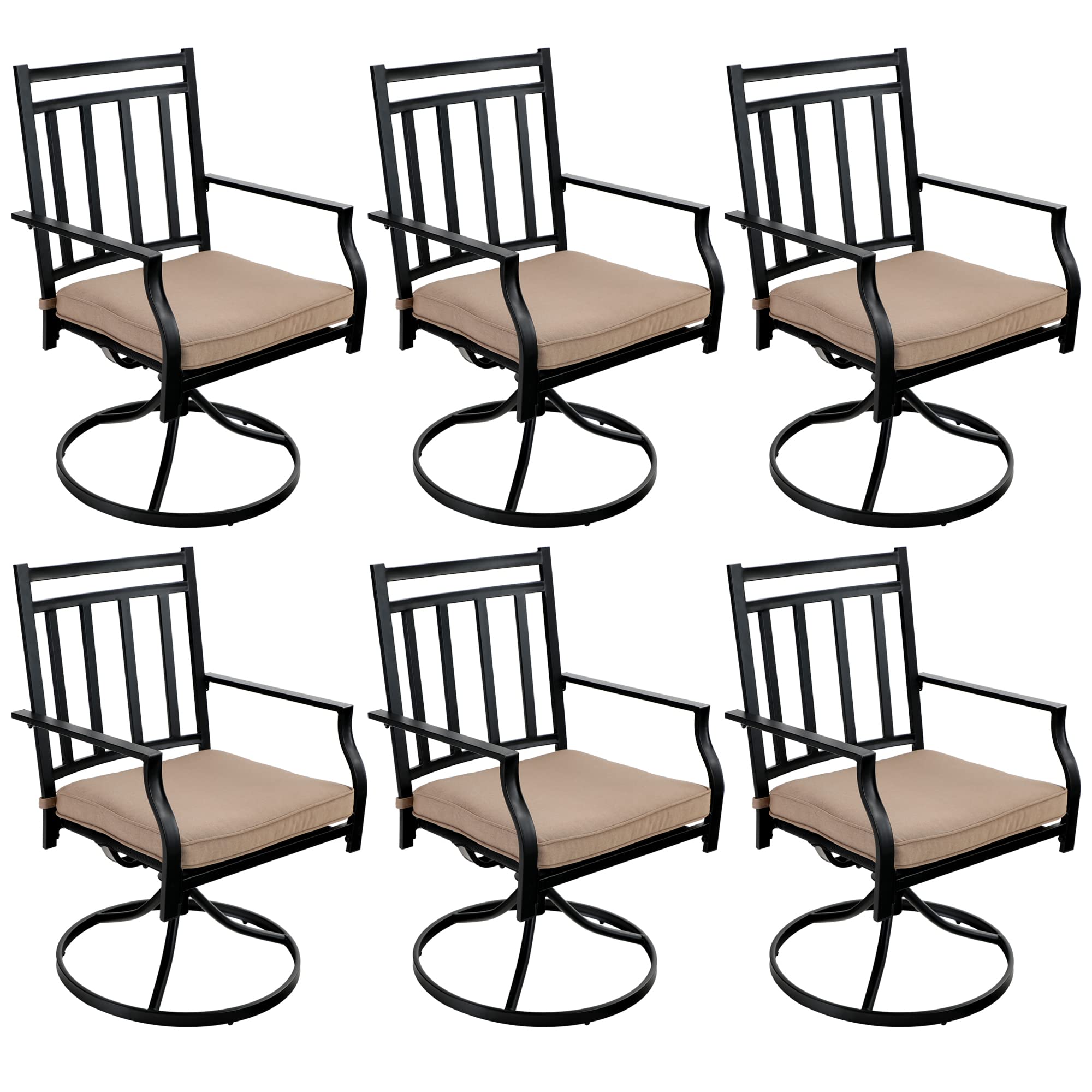 Sophia & William 6-Piece Patio Dining Chairs Set - 360° Swivel Outdoor Metal Chairs with Cushions, 300 lb Weight Capacity - Perfect for Garden, Backyard, Bistro, Poolside & Outdoor Entertaining