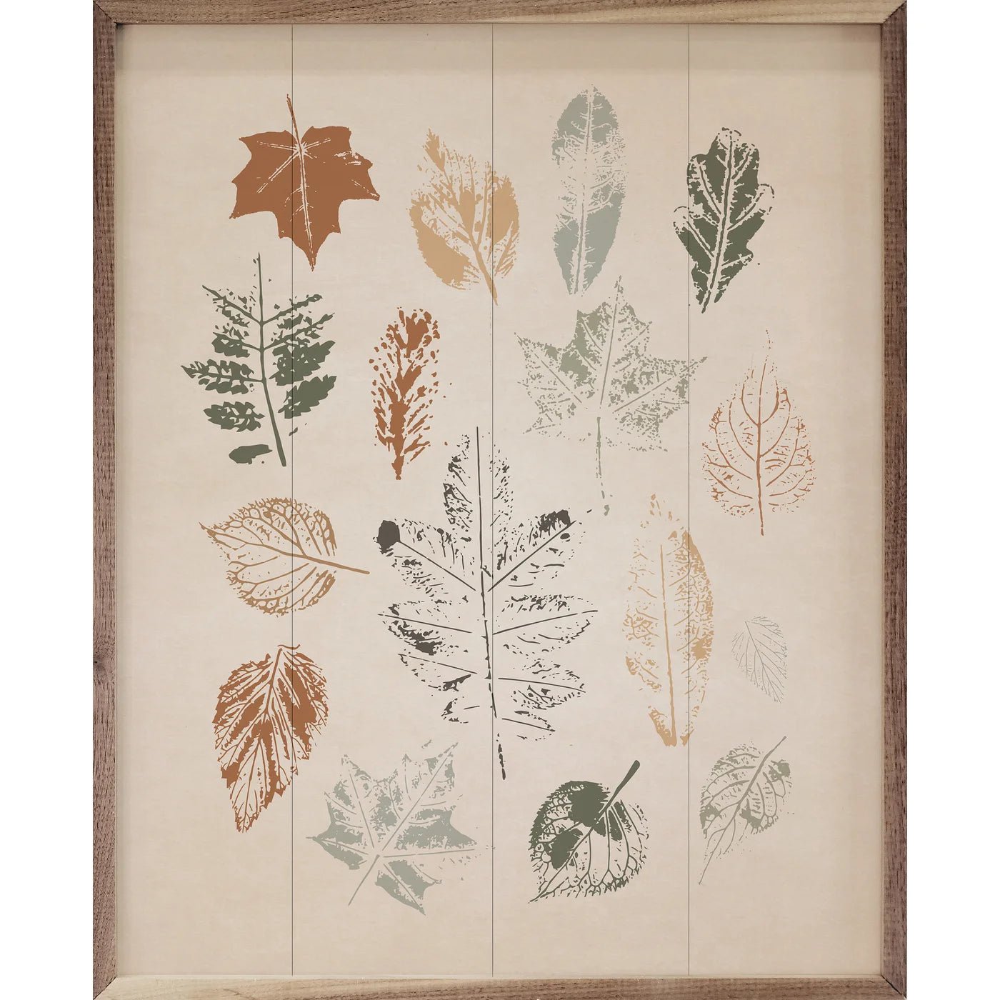 Assorted Leaves Wood Framed Print - Nature Inspired Wall Art Decor for Living Room, Bedroom & Office - Perfect Home Decoration Gift Idea