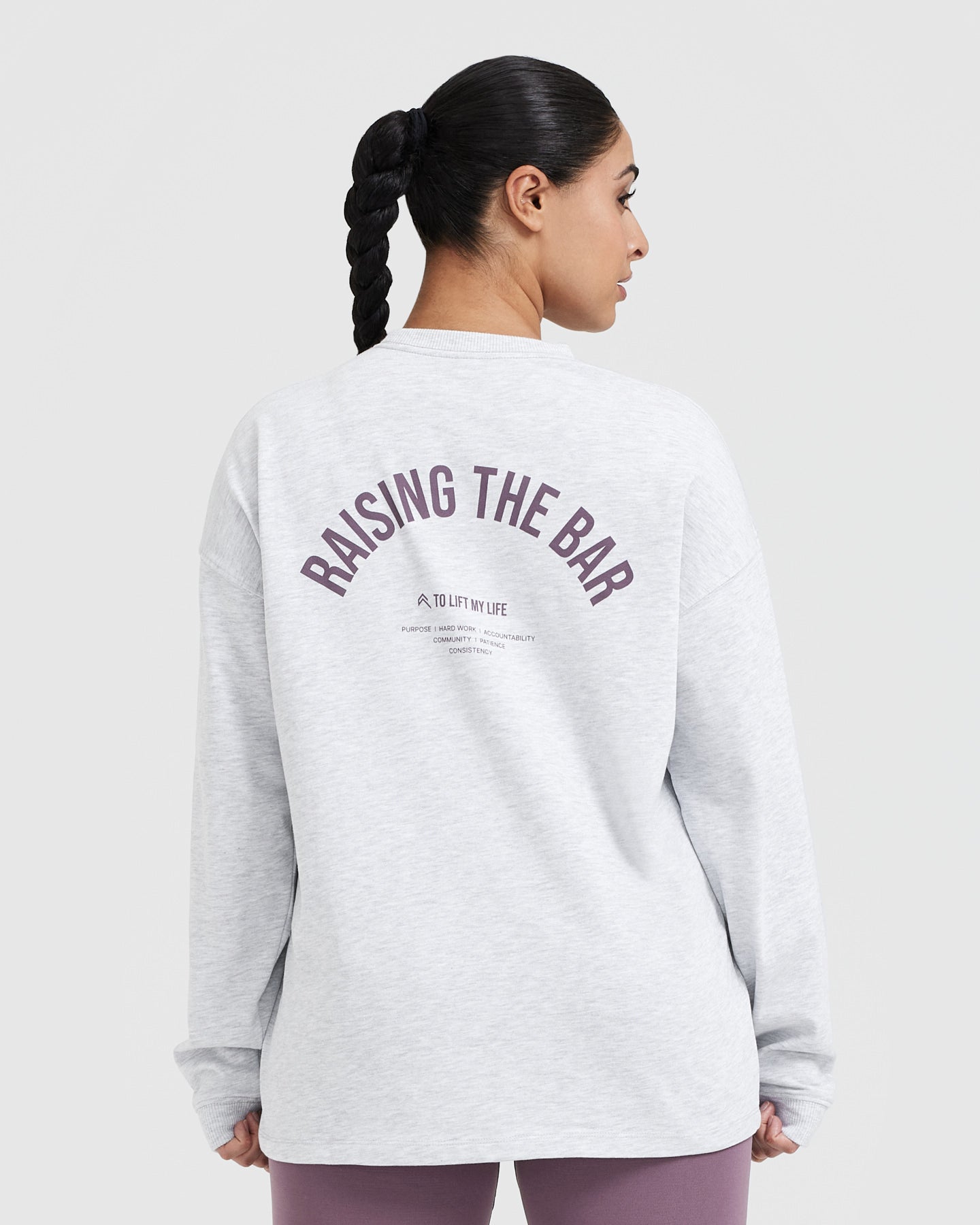 Raising The Bar Graphic Unisex Long Sleeve T-Shirt | Light Grey Marl | Casual Streetwear for Men & Women | Perfect for Everyday Wear, Gym & Outings