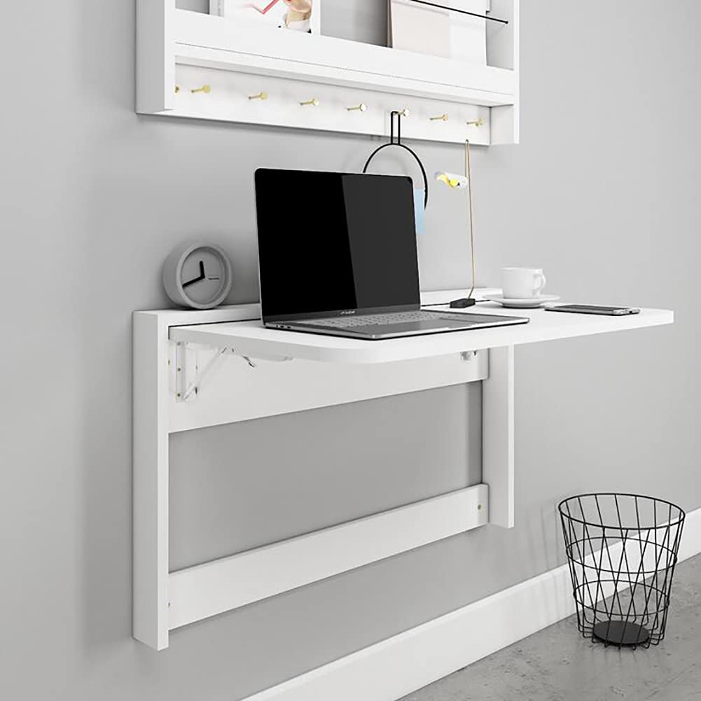 Space-Saving Wall-Mounted Floating Desk - Multifunctional Foldable Computer Desk with 60KG Capacity for Home Office, Living Room & Bedroom | Perfect for Small Spaces, Dorm Rooms & Workstations
