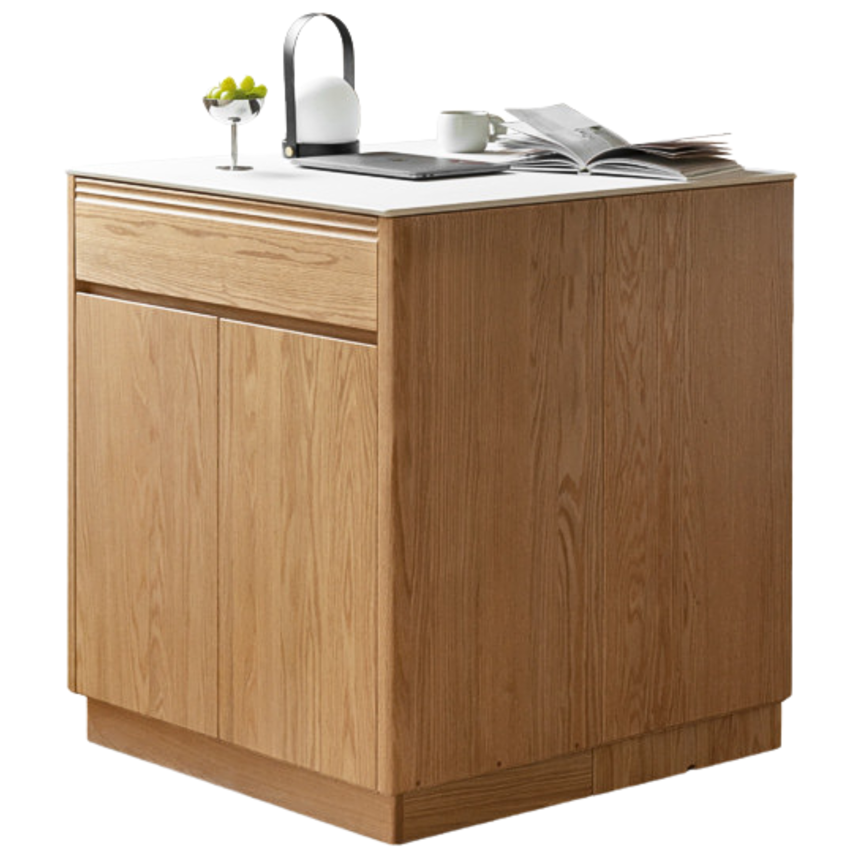 31.5x33.9x36.6nch / 80.4x86.8x93сm / Natural wood color / ivory white slate island