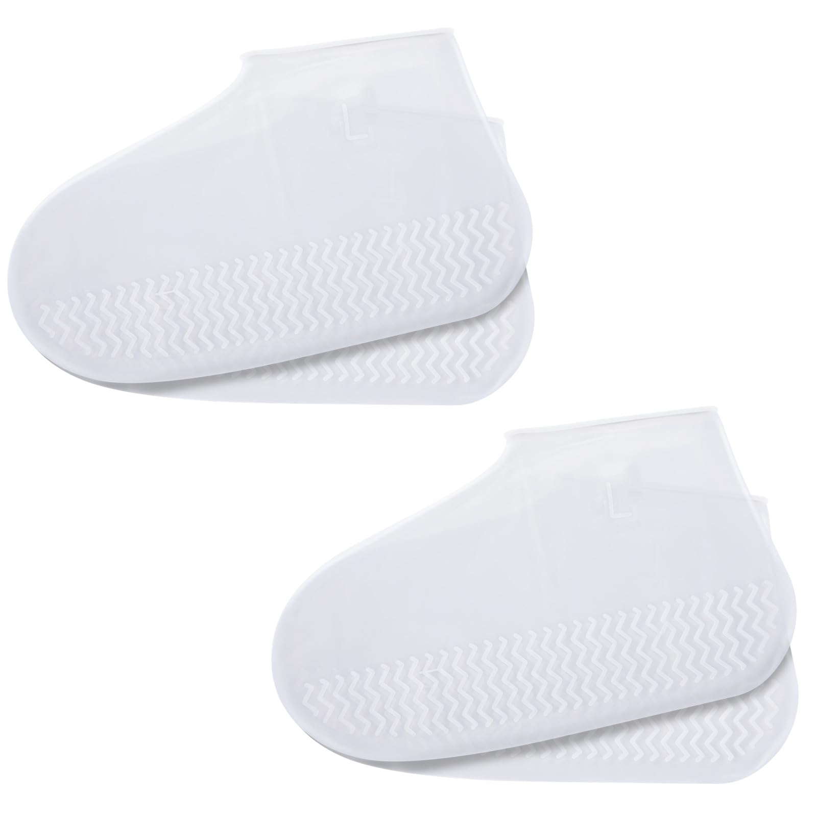 2 Pairs Waterproof Shoe Covers for Women & Men - Reusable Silicone Rain Boot Covers with Clear Hard Non-Slip Sole - Perfect for Outdoor Travel, Hiking, Commuting & Rainy Day Protection