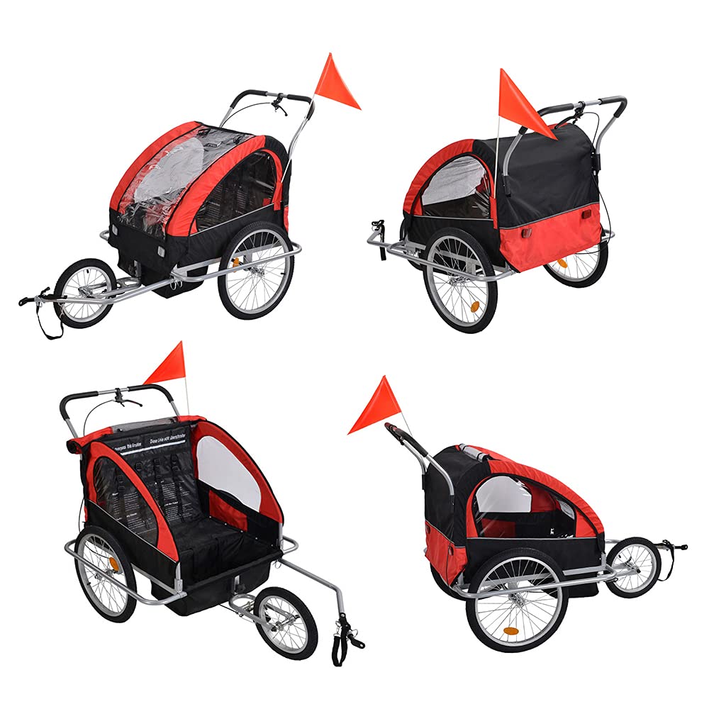 **2-in-1 Bike Trailer for Kids – Foldable 2-Seater Universal Bicycle Coupler | Convertible Cargo & Jogging Stroller – Perfect for Family Outings, Cycling Adventures & Outdoor Activities**