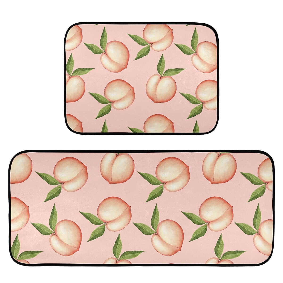 Non-Slip Washable 2-Piece Pink Peach Kitchen Rugs Set - Soft Floor Mats for Sink, Laundry & Home Decor - Perfect for Kitchens, Bathrooms & Entryways