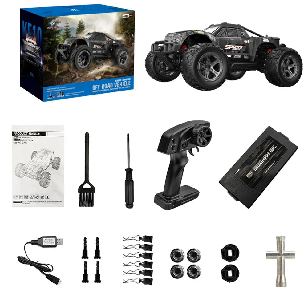 KFPLAN KF10 1/10 Scale 4WD RC Off Road Truck - 40km/h High Speed Remote Control Car with LED Lights, Ready to Run (RTR) - Perfect for Outdoor Racing, Backyard Bashing & Off-Road Adventures