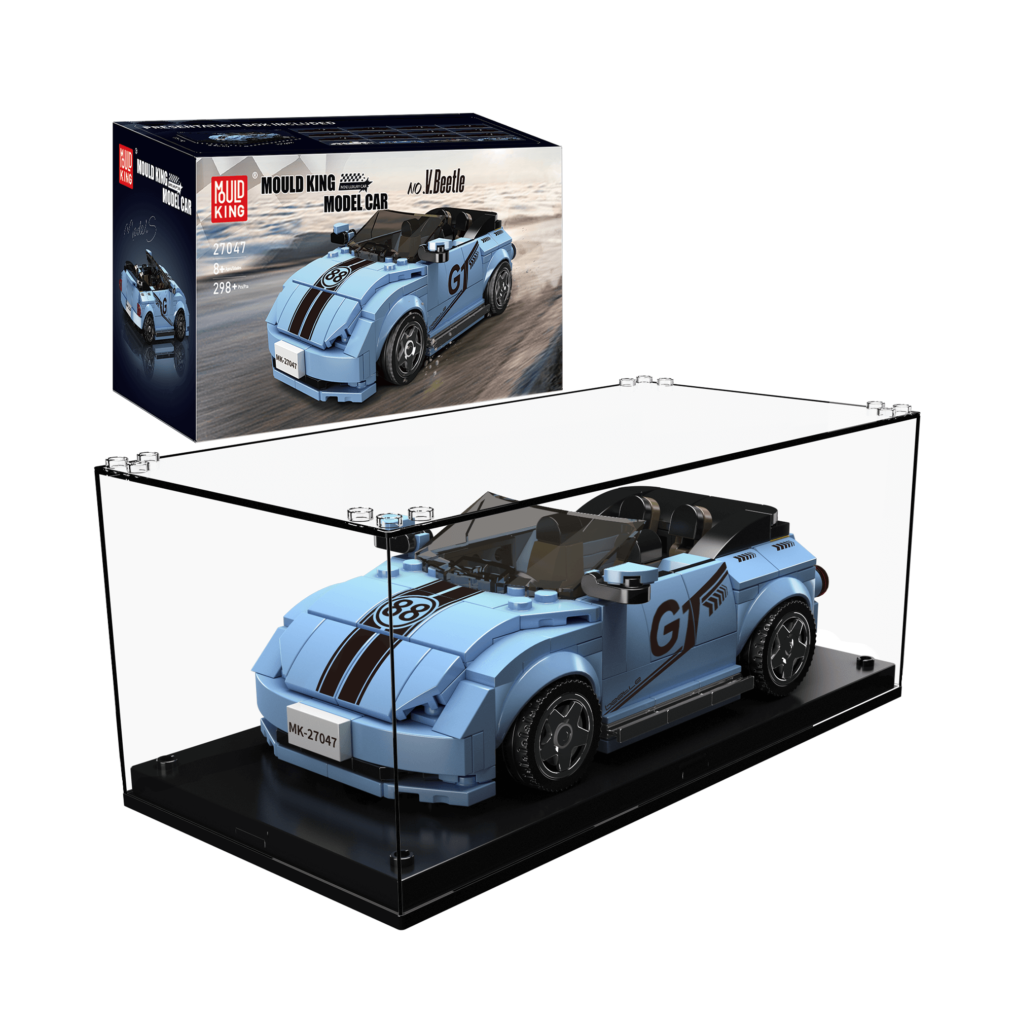Mould King 27047 VW Beetle GT Car Model Building Set - 298 Pcs DIY Construction Toy for Adults & Teens | Perfect for Collectors, Gifts, and Home Decoration