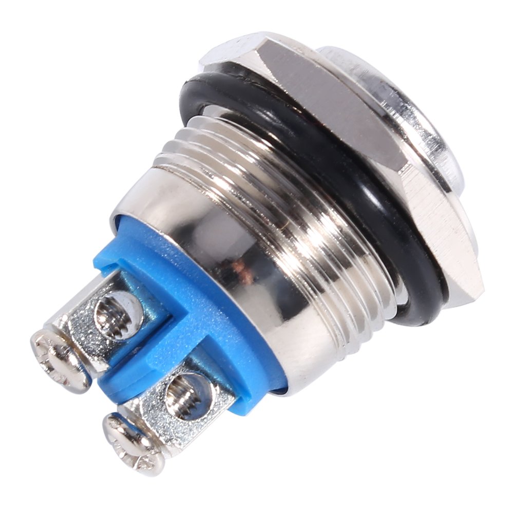 16mm 12V Momentary Push Button Switch - Waterproof Horn Button for Car, Boat & Industrial Control Circuits | Perfect for Automotive, Marine & DIY Electrical Projects