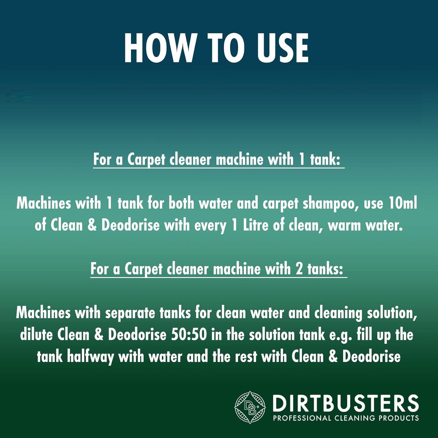 Dirtbusters Carpet Shampoo Cleaner Solution (5L) - Deep Cleans, Removes Stains & Eliminates Odors - Spring Fresh Scent - Ideal for Home, Office & Pet Areas