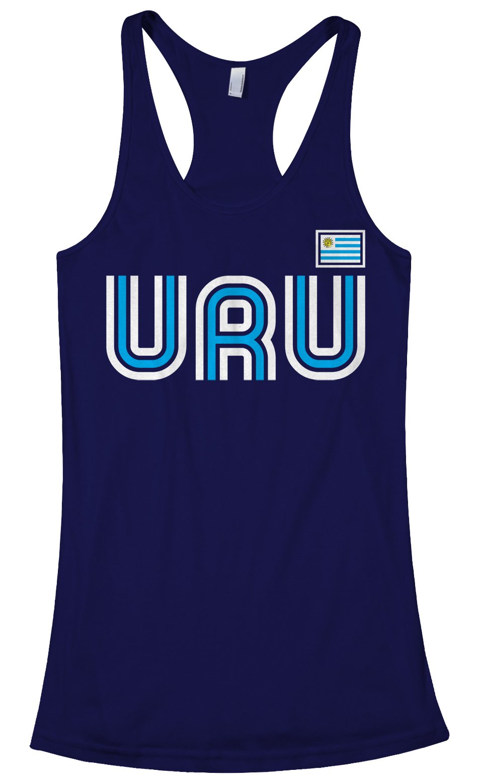 Threadrock Women's Uruguay Athletic Retro Racerback Tank Top - Vintage Style Workout Shirt for Yoga, Running & Gym