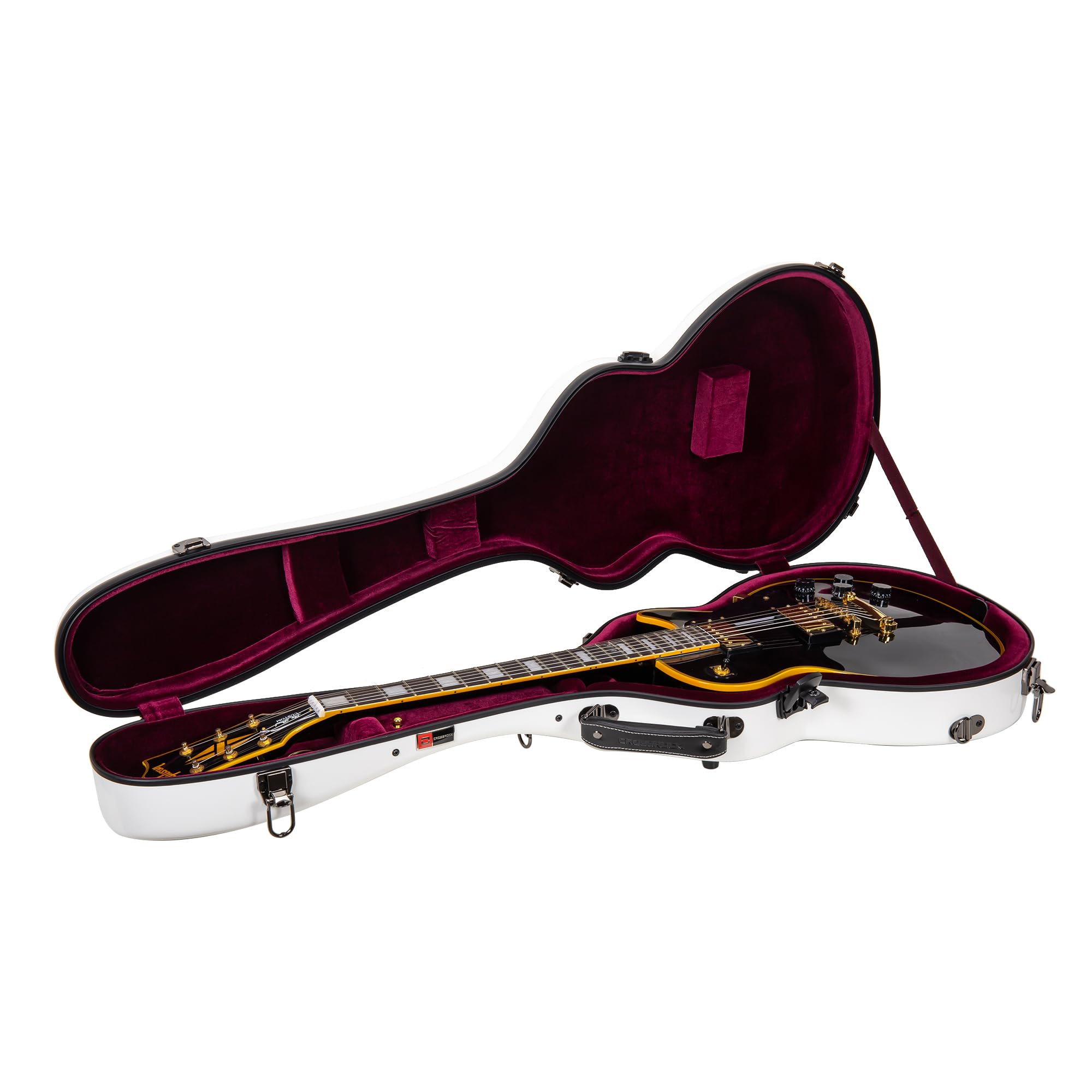 Crossrock Fiberglass Hardshell Guitar Case for Les Paul - White Backpack Style | Perfect for Travel, Gigging & Secure Storage