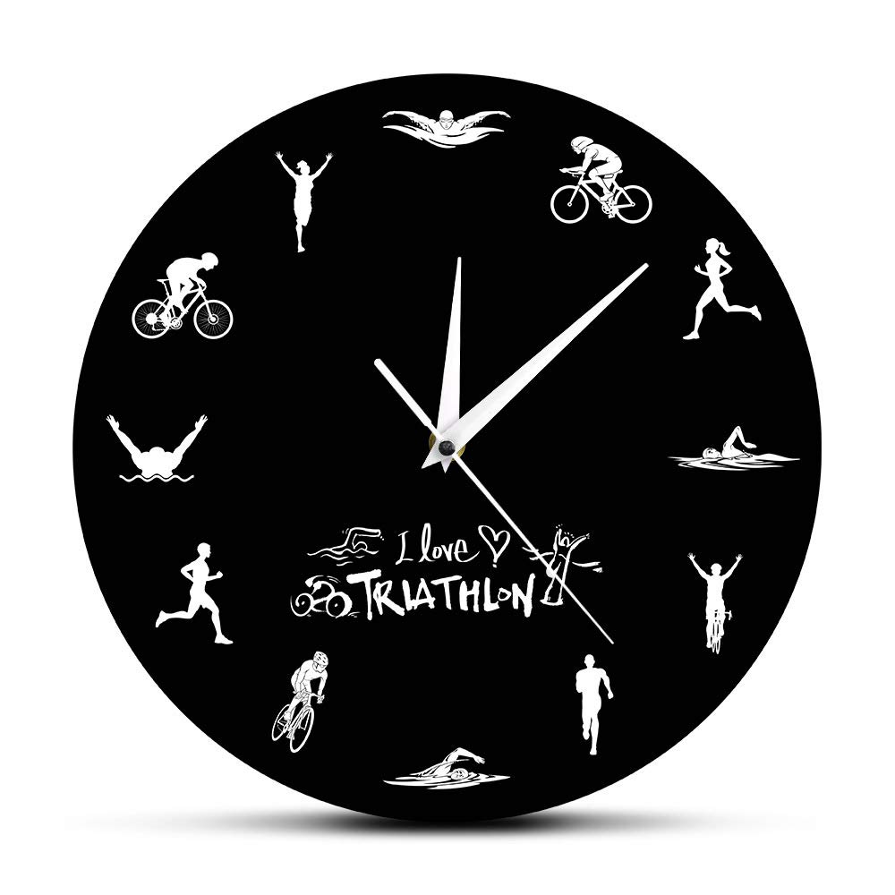Triathlon Wall Clock - Sports Decor for Kitchen, Office & Gym
