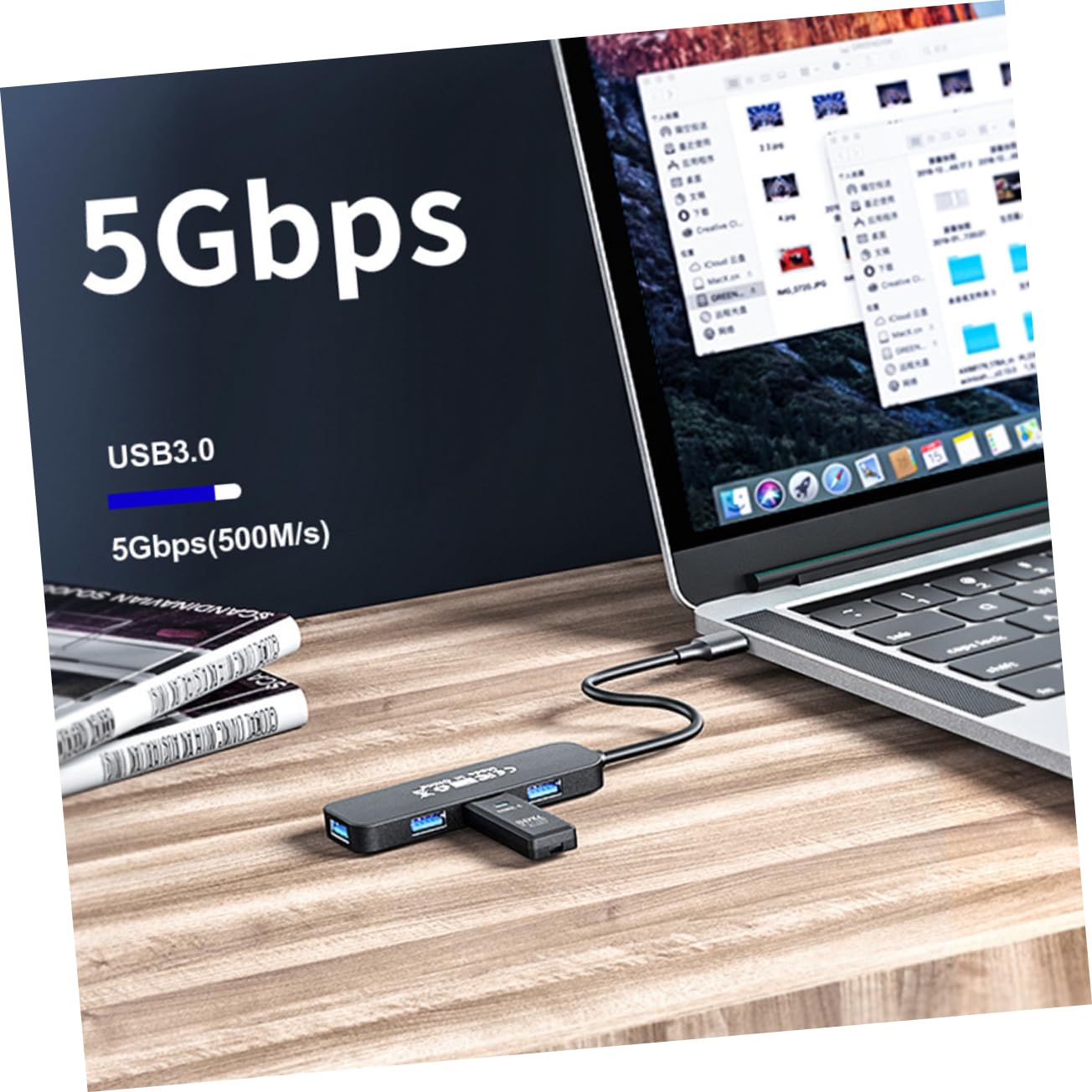 Gatuida 4-Port USB Hub 3.0 High-Speed Data Transfer Splitter for Laptop, PC, MacBook - Expand USB Ports for Keyboard, Mouse, Flash Drive, Printer & More - Compact USB Adapter for Home Office & Travel Use