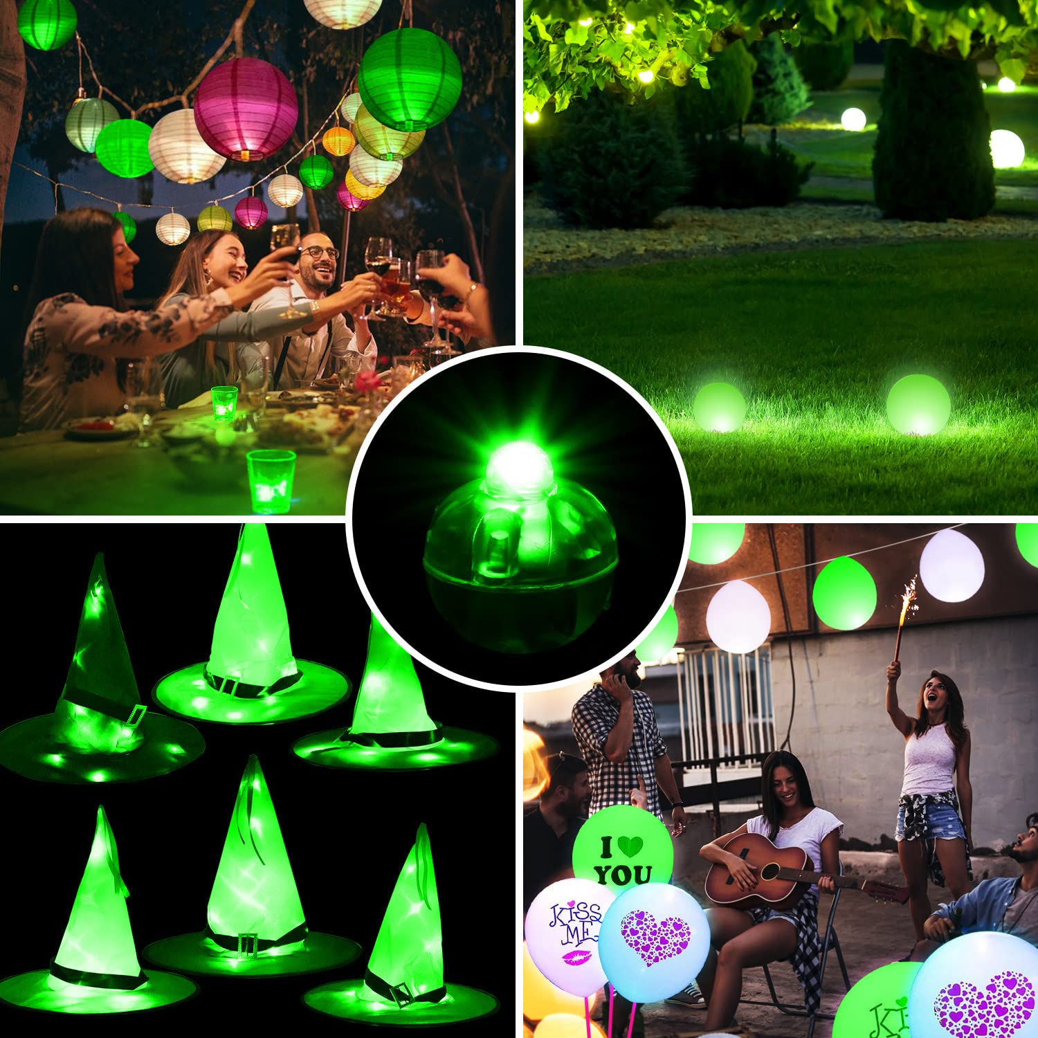 100pcs Mini Round LED Ball Lights - Long Lasting Battery Operated Fairy Lights for Wedding, Party, Birthday, Festival Decorations - Perfect for Paper Lanterns, Home & Outdoor Decoration (Green)