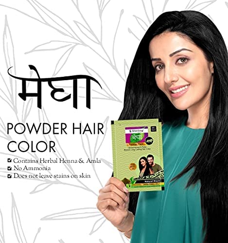 QRA Megha Mehandi Hair Care Powder - 15g (Pack of 6) | Natural Black Hair Color for Men & Women | Herbal Hair Dye Solution for Gray Coverage & Styling at Home