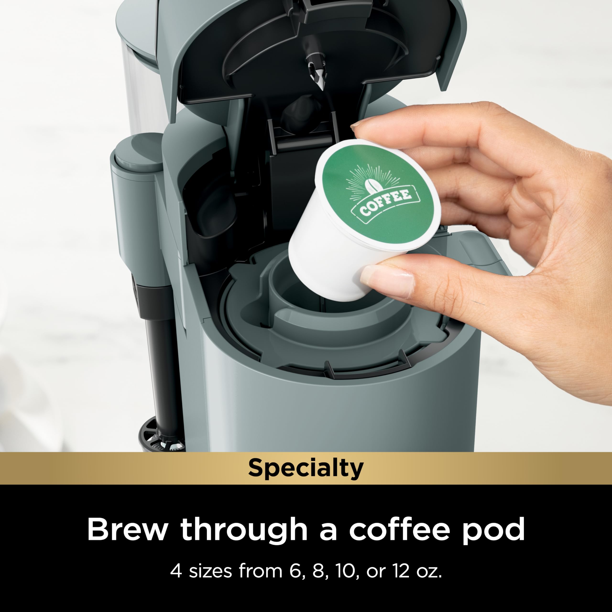 Ninja Specialty Single-Serve Coffee Maker with Built-In Milk Frother - K-Cup Pod Compatible for Hot & Iced Coffee (6oz to 24oz Cup Sizes) - 1550W Sage Green (PB051SG) - Perfect for Home, Office & Travel Use
