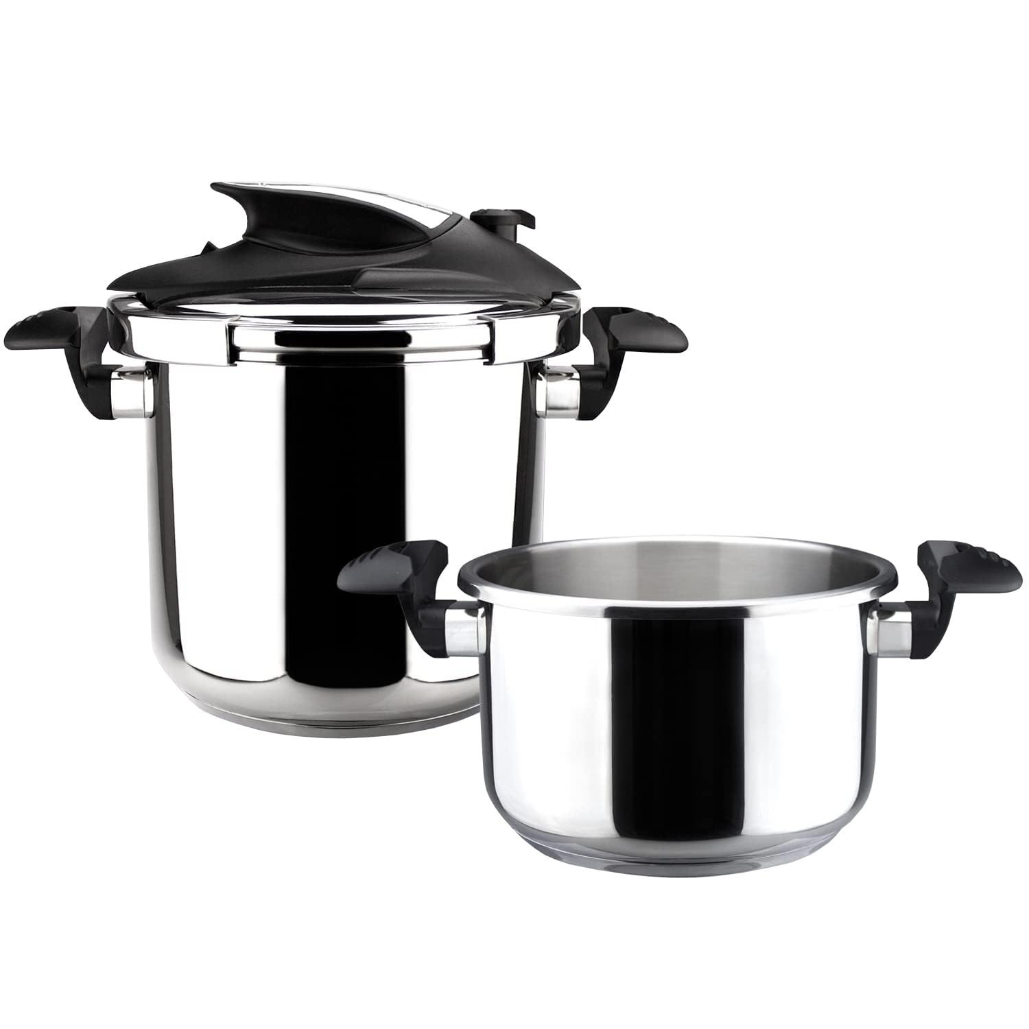 Magefesa Nova Stovetop Pressure Cooker Set – 4.2 Quart & 6.3 Quart Stainless Steel Cookware, Fast Cooking with Easy Lock Lid, Induction Compatible with 5 Safety Features (11.6 PSI) – Perfect for Quick Meals, Soups, Stews & Family Cooking