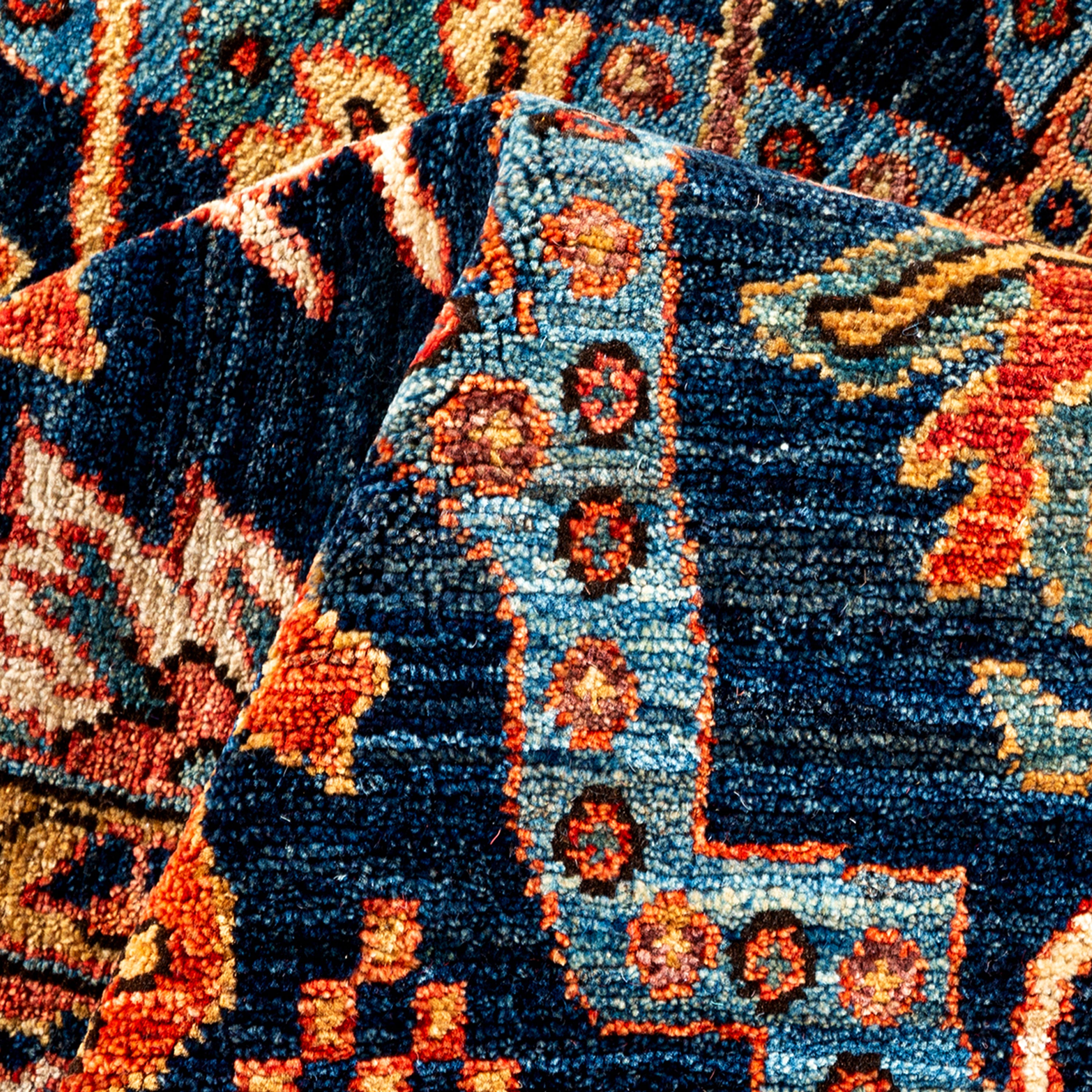 Blue & Red Traditional Serapi Wool Rug 6' x 9'9 - Authentic Persian Style Handmade Area Rug for Living Room, Bedroom & Home Decor