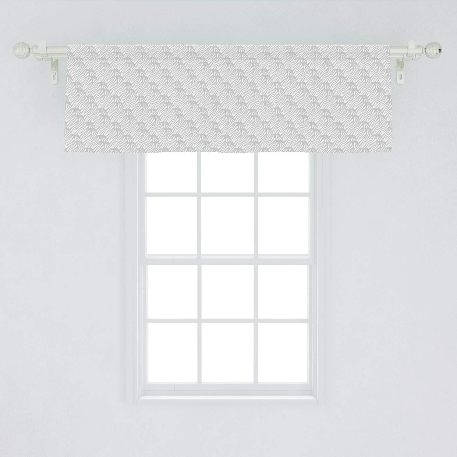 Ambesonne Neutral Window Valance - Modern Geometric Abstract Art Curtain with Rod Pocket, 54x18 Inches, White & Pale Grey - Perfect for Kitchen, Bedroom & Living Room Decor