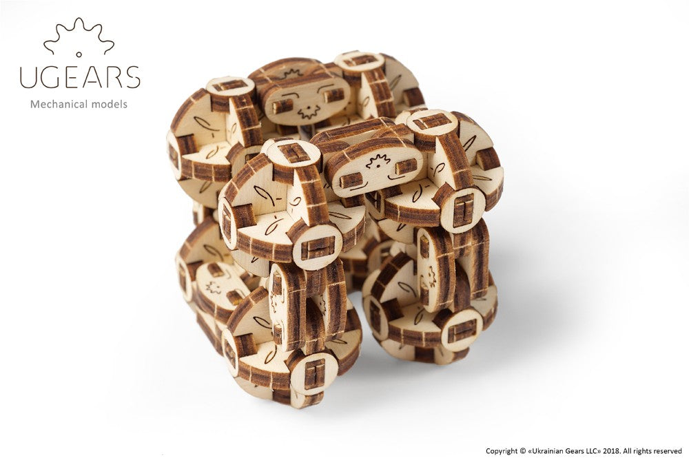 UGears Flexi Cubus - 3D Wooden Puzzle & Mechanical Model Kit for Adults & Teens - Fun DIY STEM Toy for Home Decor & Office Display