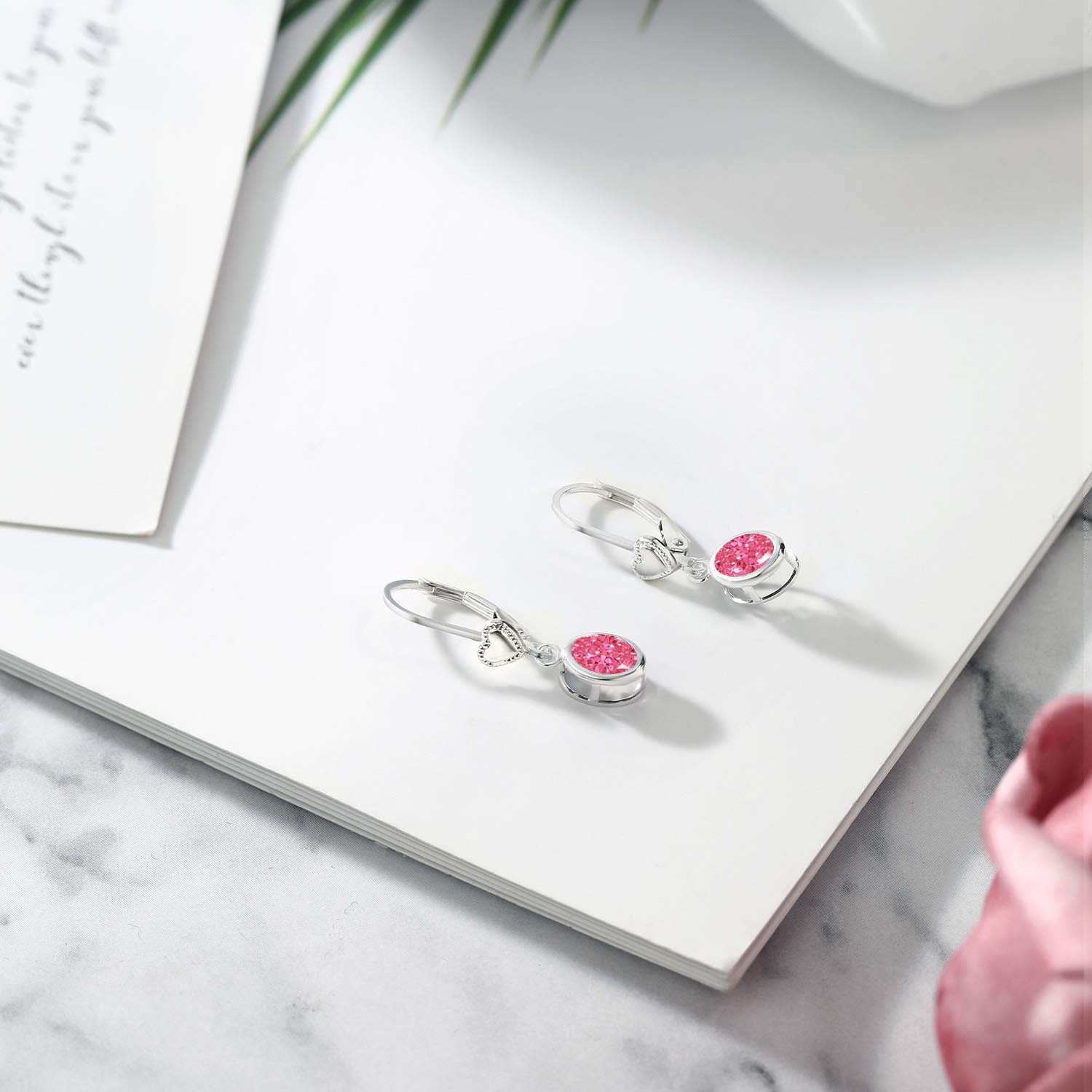 925 Sterling Silver Dangle Earrings with Oval Pink Zirconia - Elegant Gemstone Jewelry for Women | Perfect for Parties, Weddings & Special Occasions