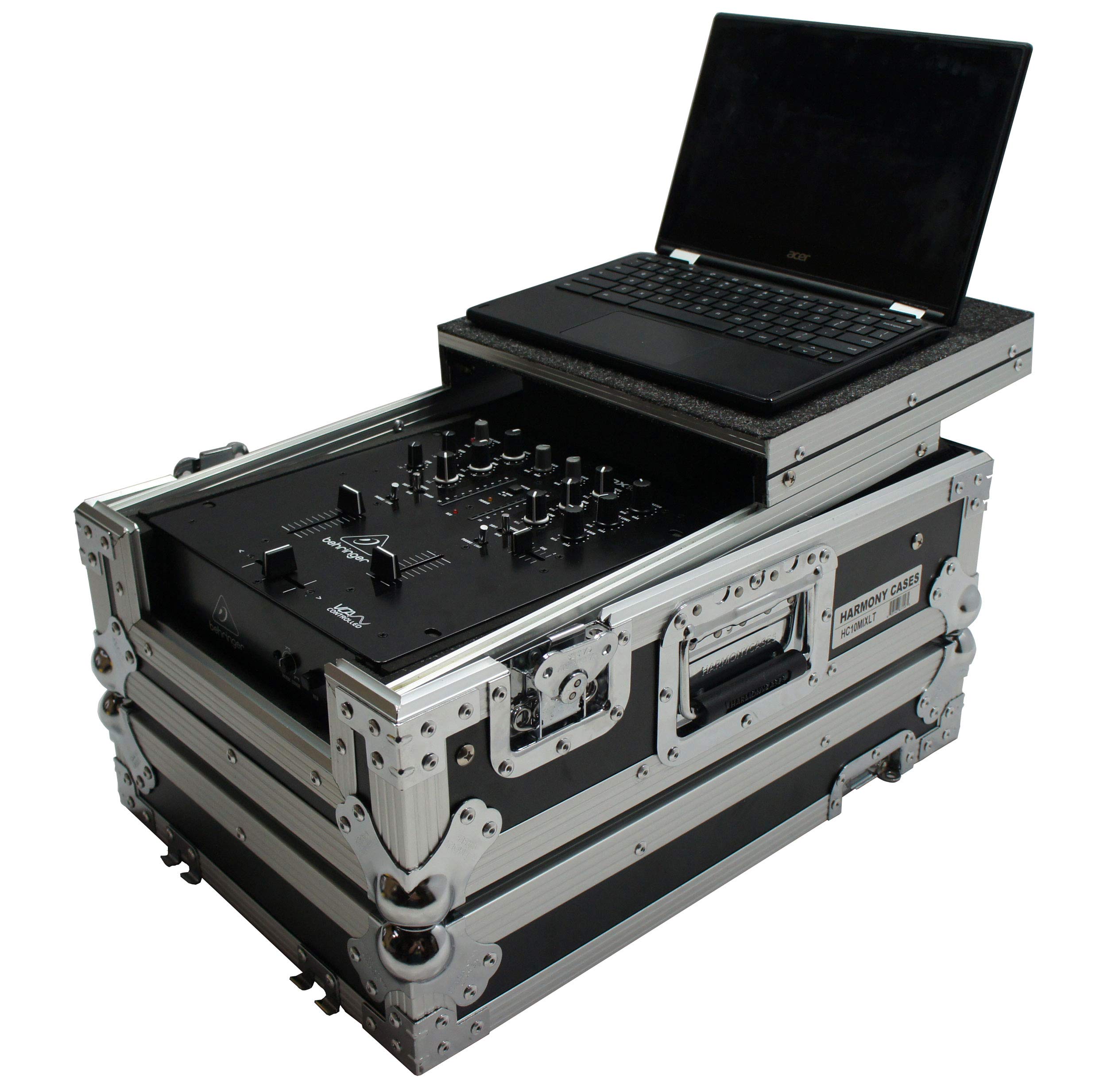 Harmony HC10MIXLT Universal 10-Inch DJ Laptop Stand with Mixer Glide - Portable DJ Equipment for Live Performances & Studio Mixing