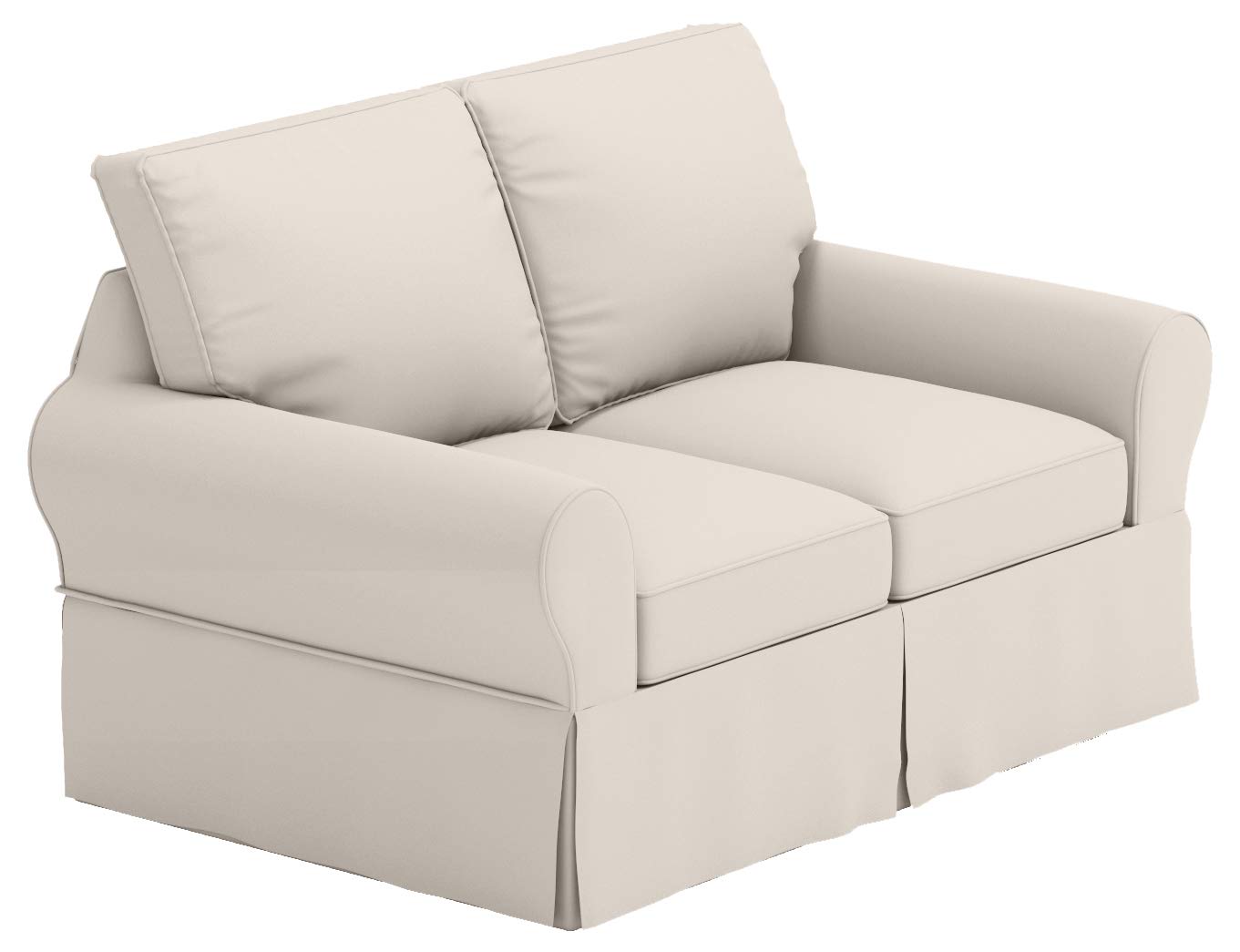 Custom-Made PB Basic Loveseat Slipcover - Polyester Flax Beige Sofa Cover | Compatible with Pottery Barn Furniture | Perfect for Living Room Protection & Style Upgrade