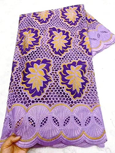Amibric Hollow Out Nigerian Swiss Voile Lace - 100% Cotton African Bridal Lace Fabric for Dressmaking & Wedding Gowns - Perfect for DIY Bridal Sewing, Evening Dresses, and Special Occasion Apparel