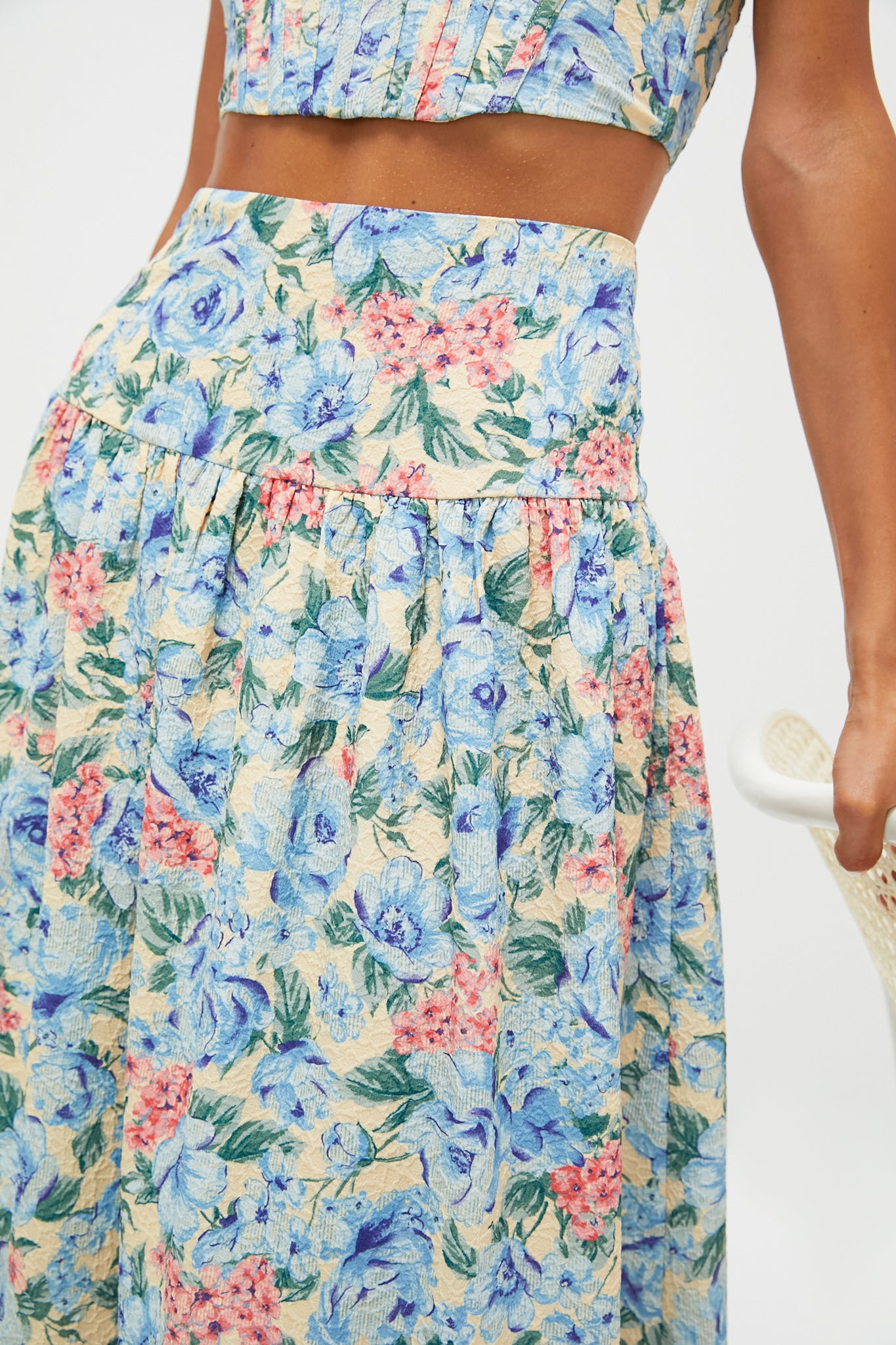 Blue Multi Maxi Skirt for Women - Flowy Long Boho Skirt with Elastic Waist | Perfect for Beach, Vacation & Summer Outfits