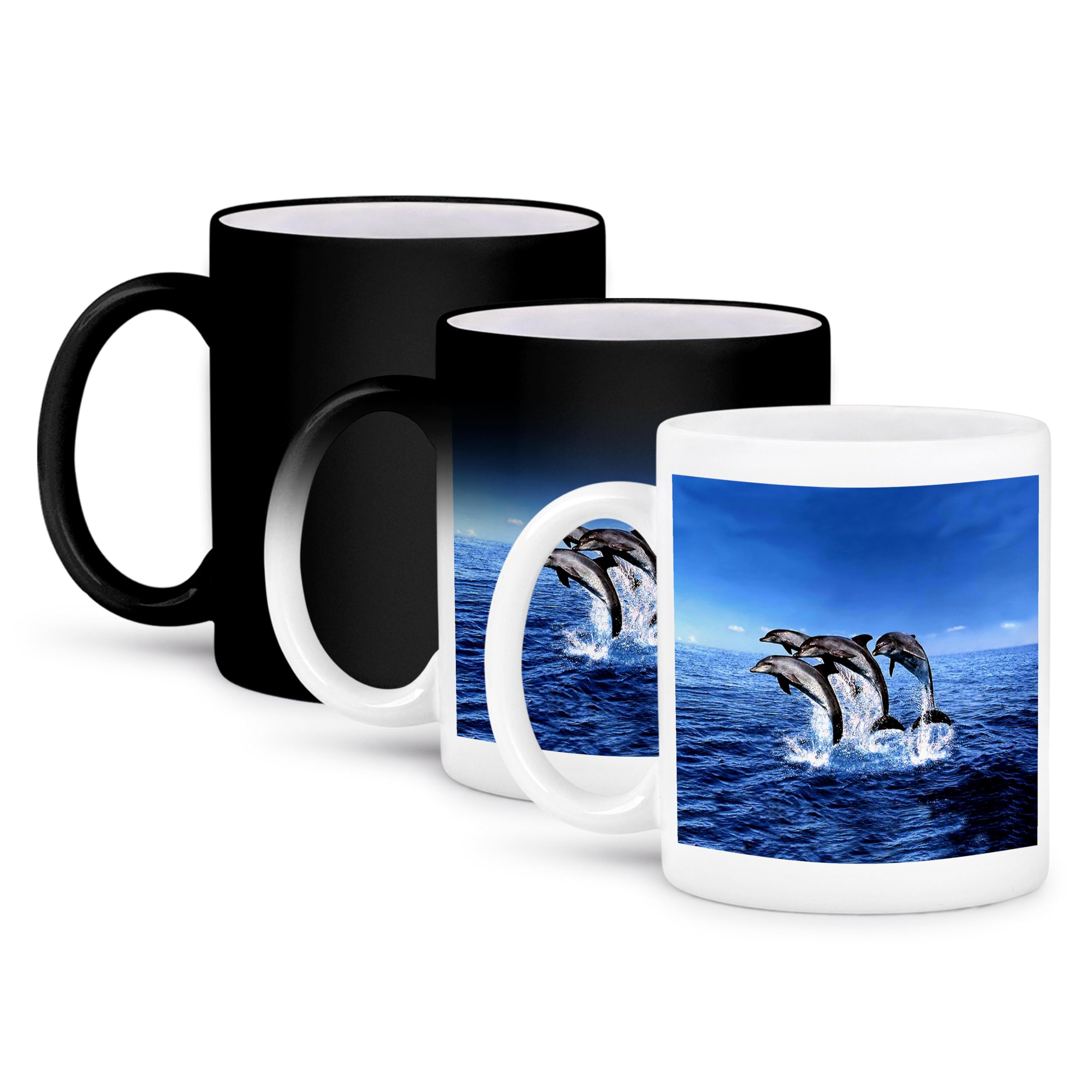 3D Printed Dolphins Design Ceramic Coffee Mug - 11 oz Insulated Tea Cup with Handle - Perfect for Home, Office & Gifts - Dolphin Lover's Drinkware for Hot & Cold Beverages